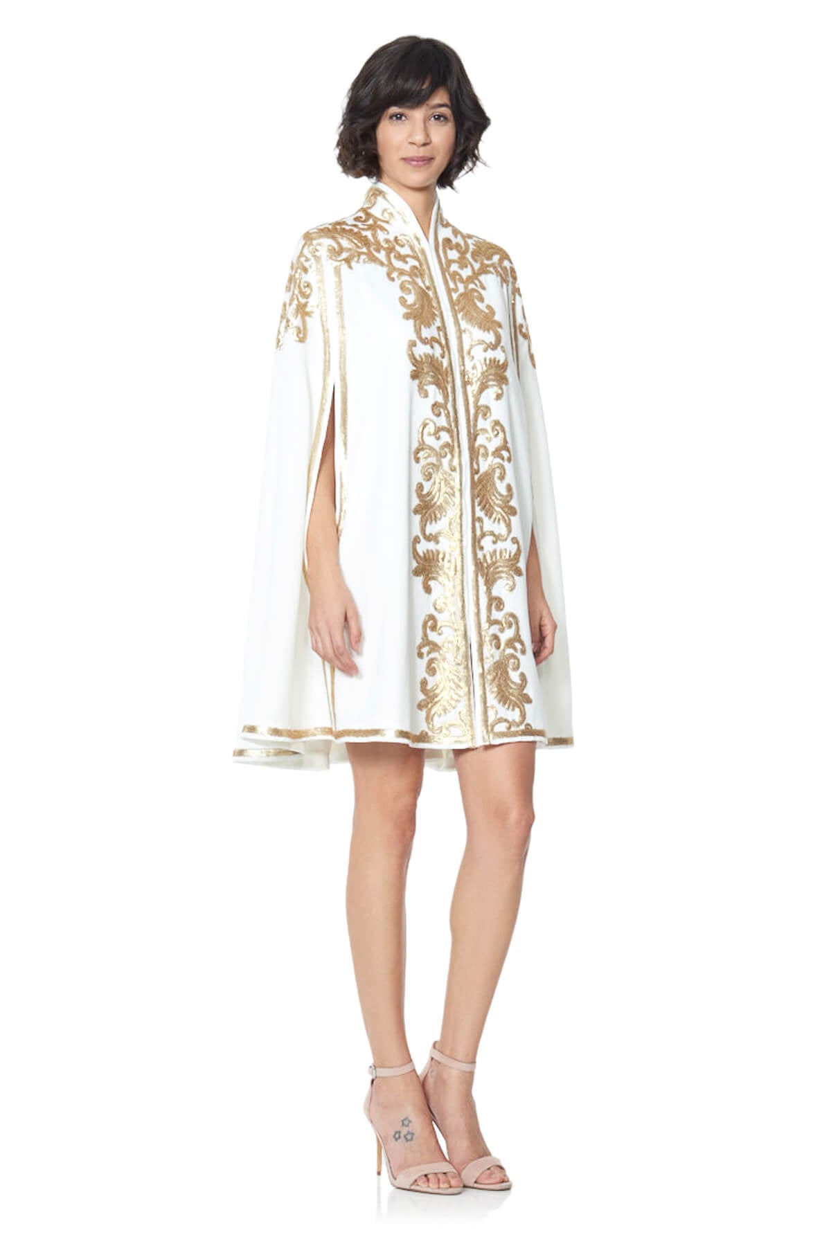 Tadashi Shoji - Metallic Paillette Embellished Crepe Capelet