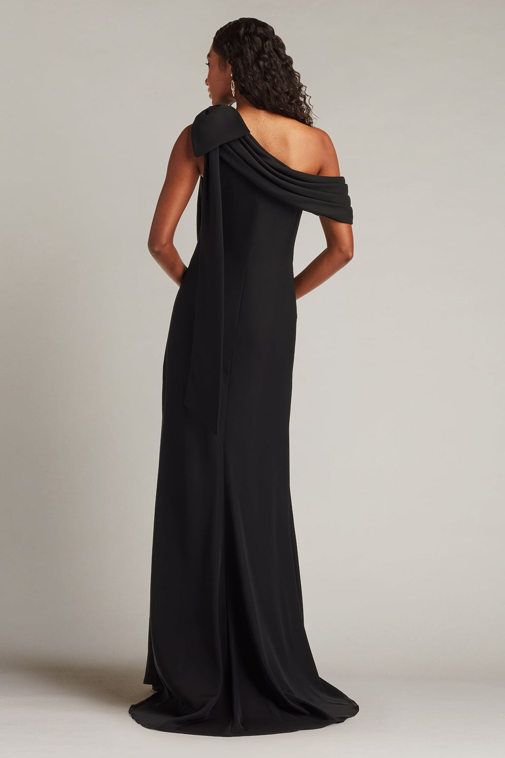 Cassia Bow-Shoulder Crepe Gown