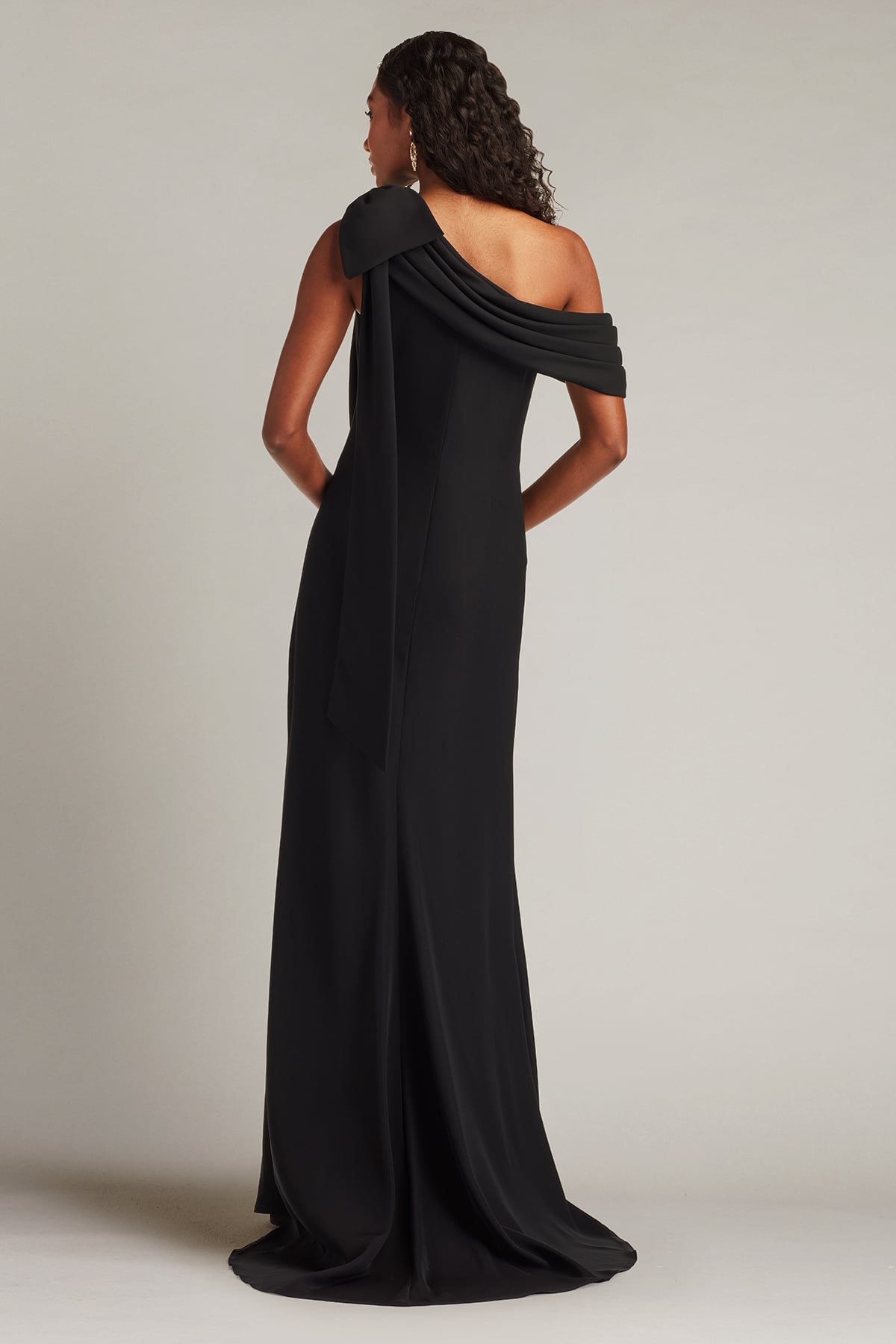 Cassia Bow-Shoulder Crepe Gown