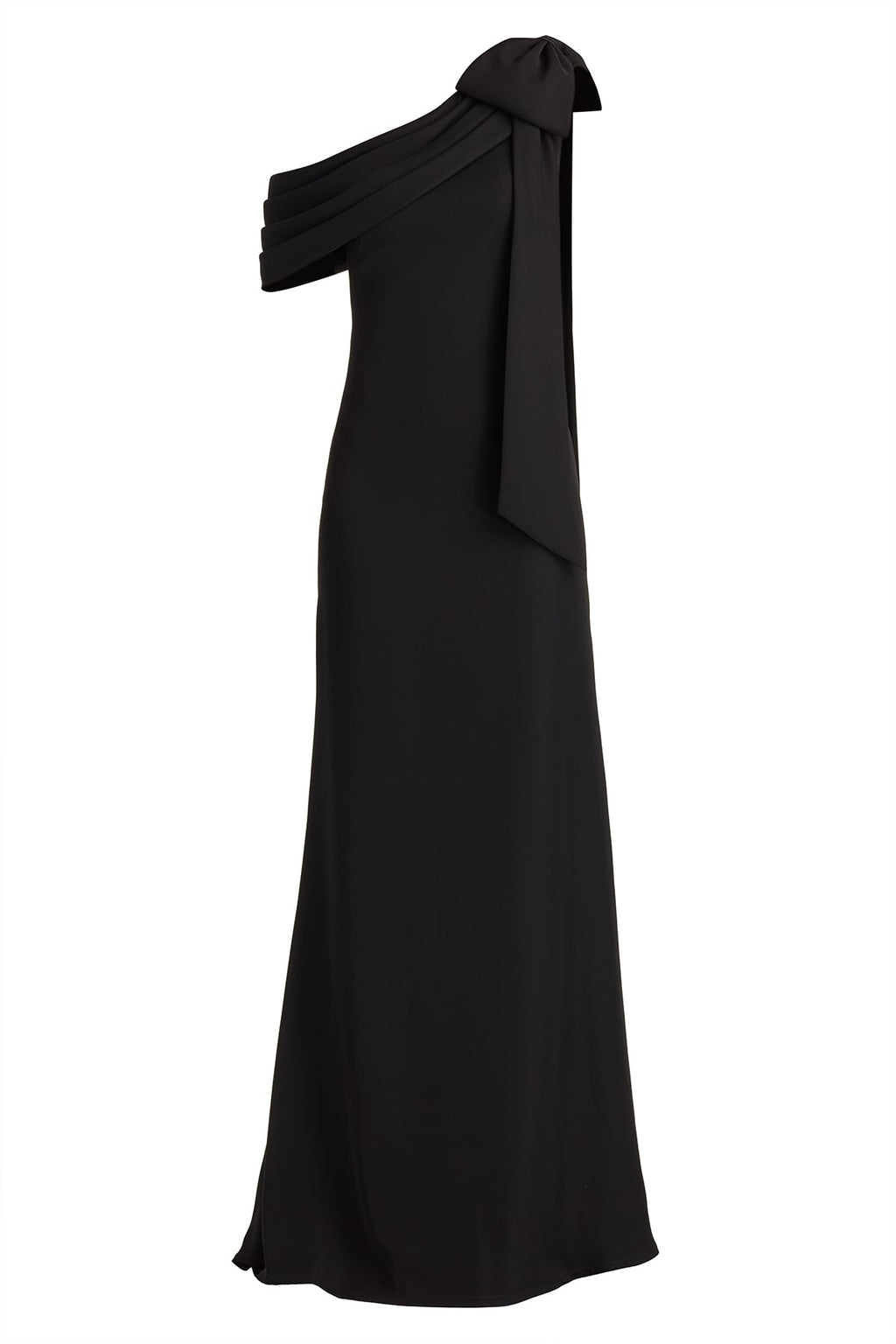 Cassia Bow-Shoulder Crepe Gown