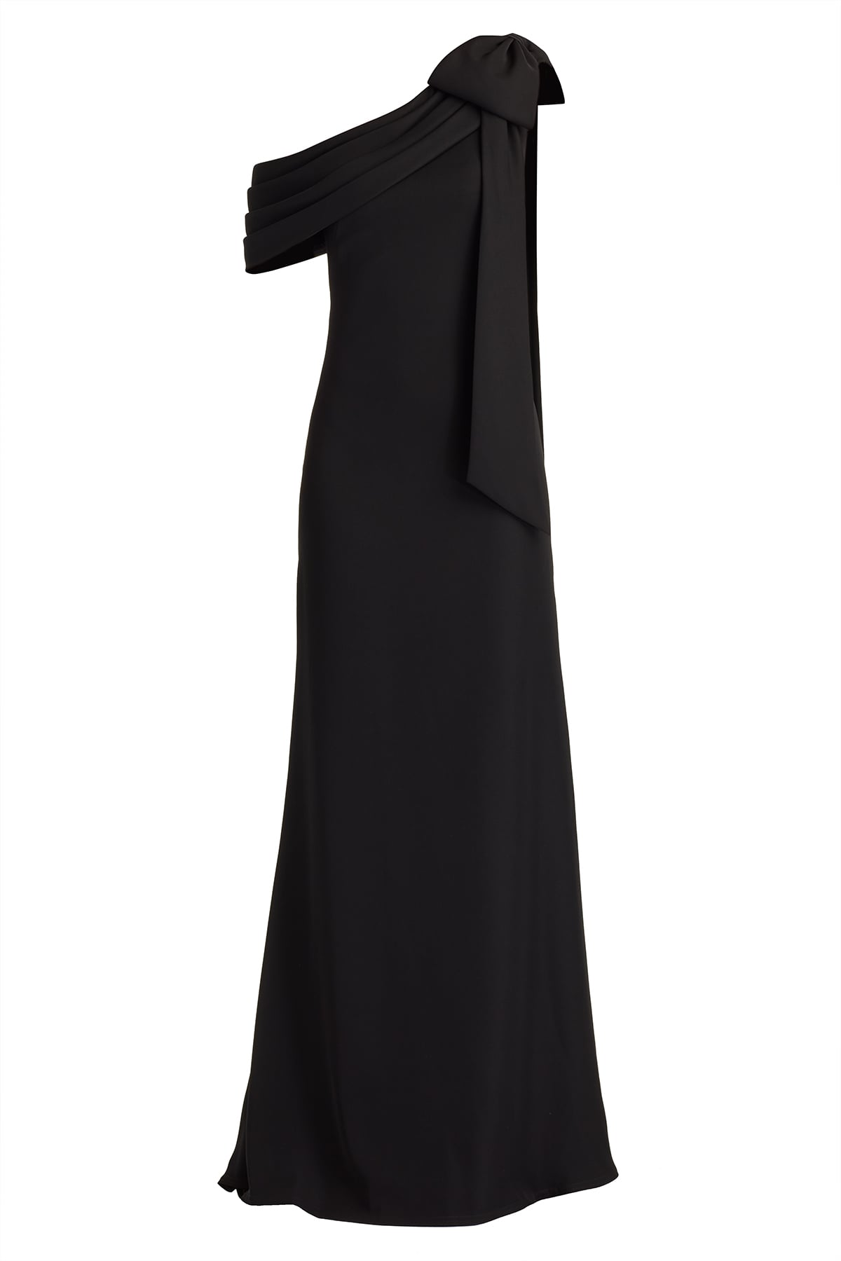 Cassia Bow-Shoulder Crepe Gown