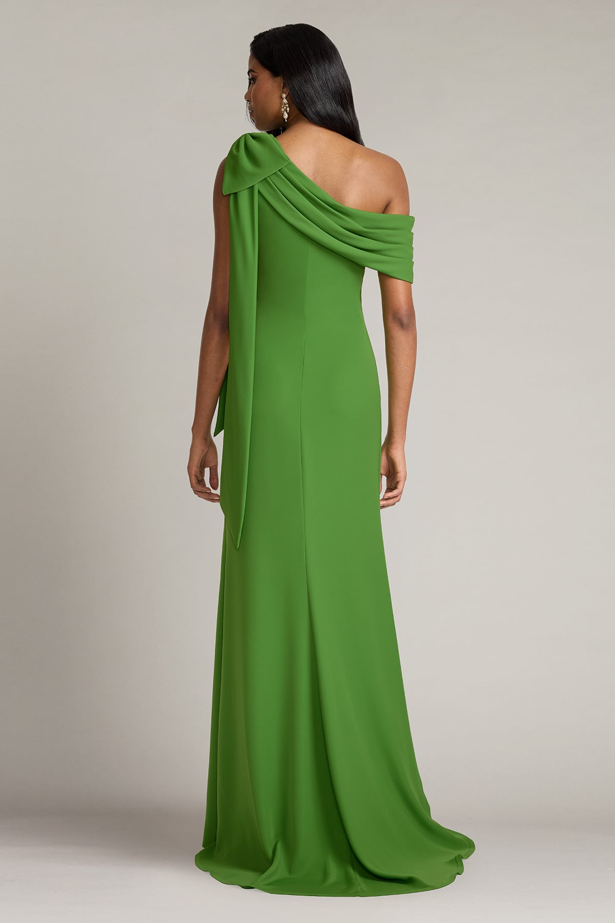 Cassia Bow-Shoulder Crepe Gown
