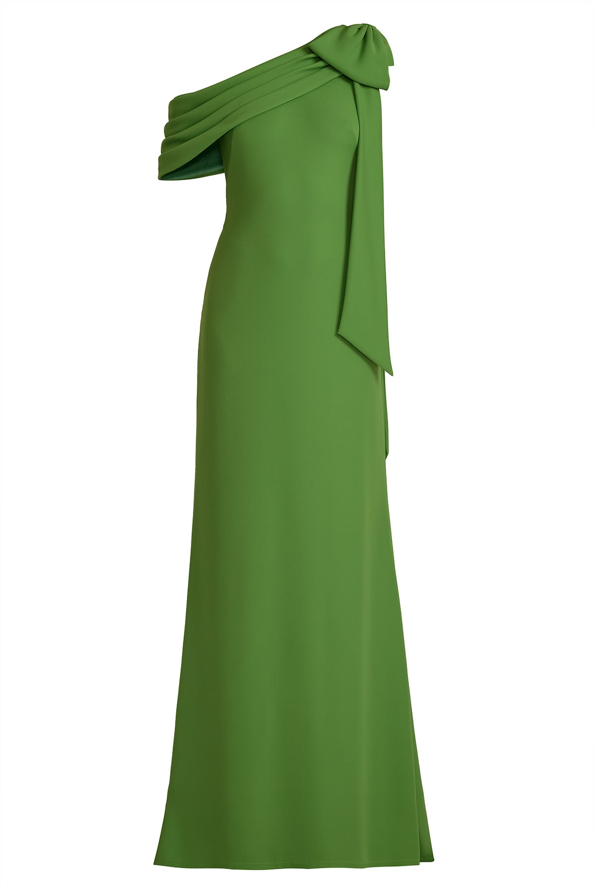 Cassia Bow-Shoulder Crepe Gown