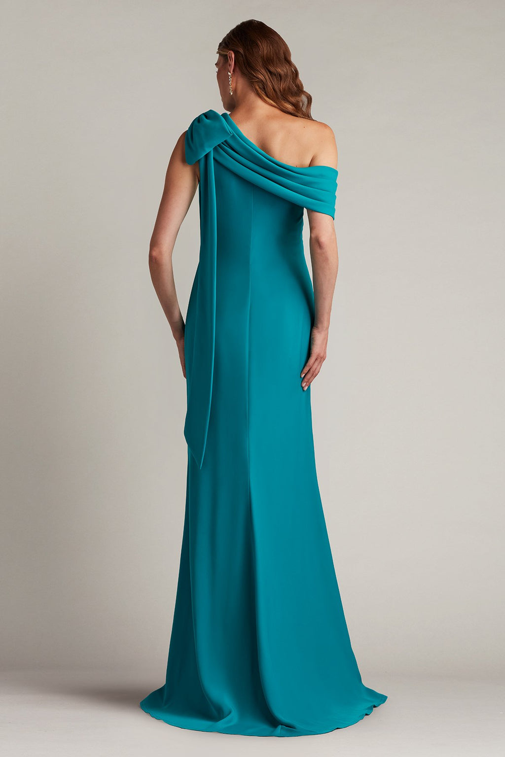 Cassia Bow-Shoulder Crepe Gown