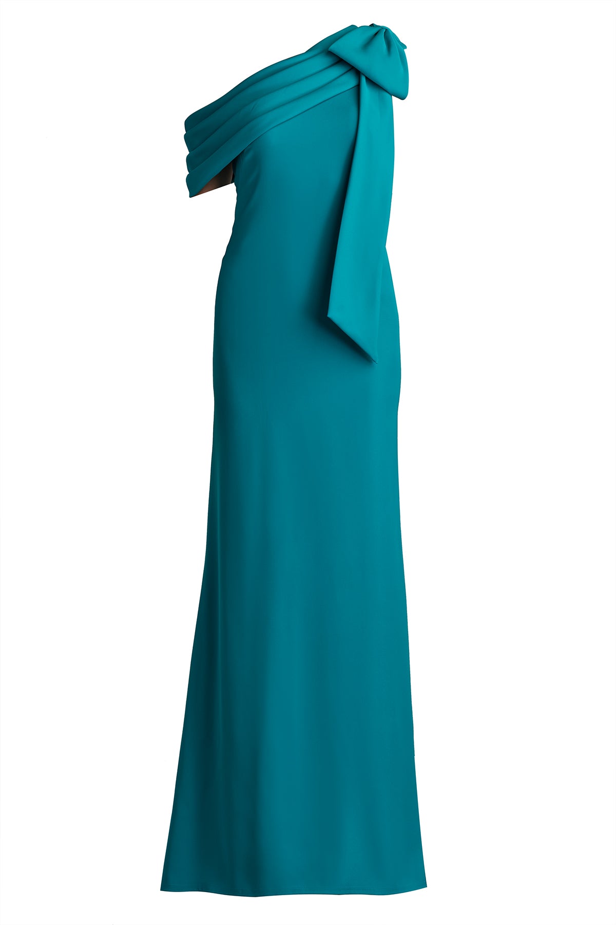 Cassia Bow-Shoulder Crepe Gown
