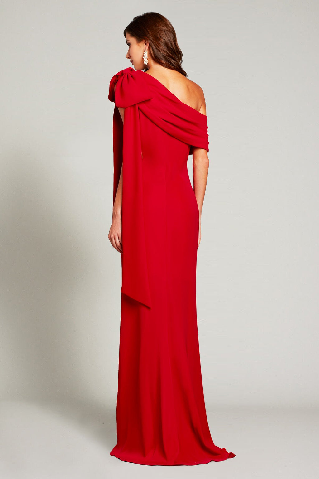 Cassia Bow-Shoulder Crepe Gown