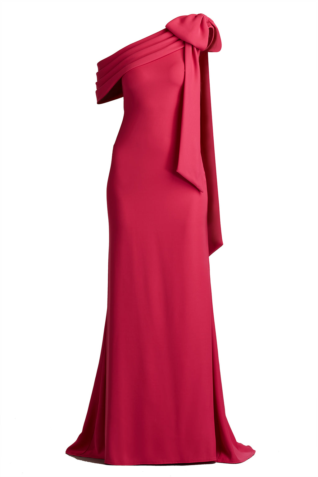 Cassia Bow-Shoulder Crepe Gown
