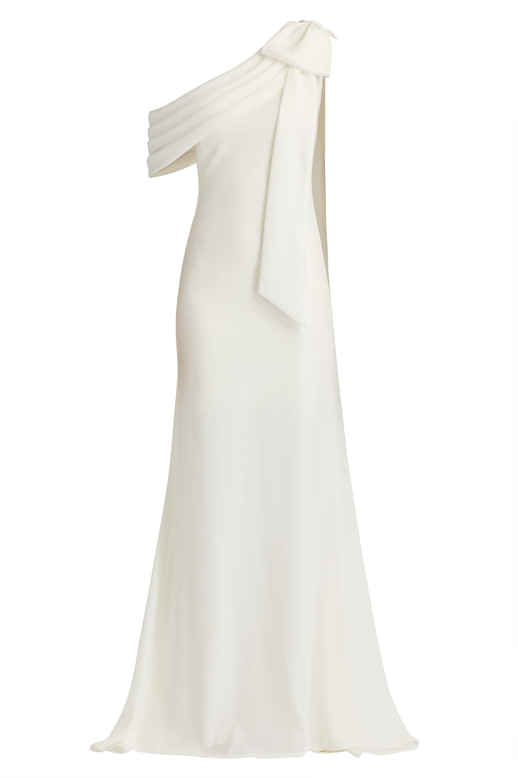 Cassia Bow-Shoulder Crepe Gown