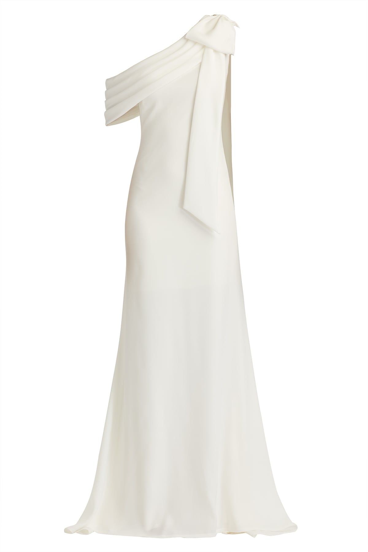 Cassia Bow-Shoulder Crepe Gown