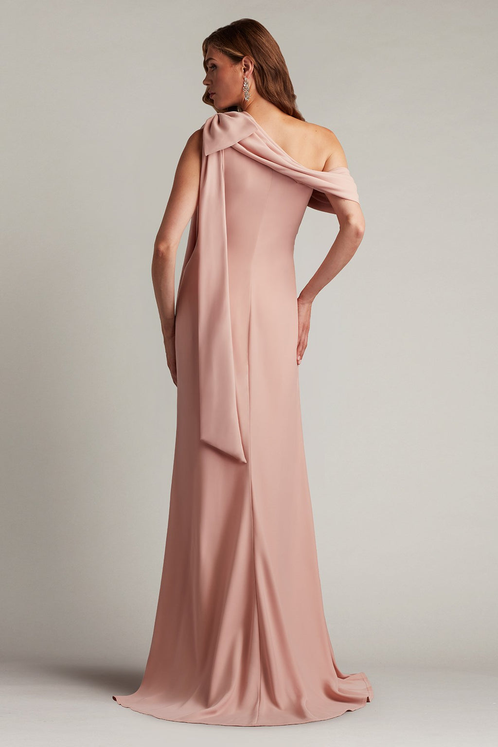 Cassia Bow-Shoulder Crepe Gown