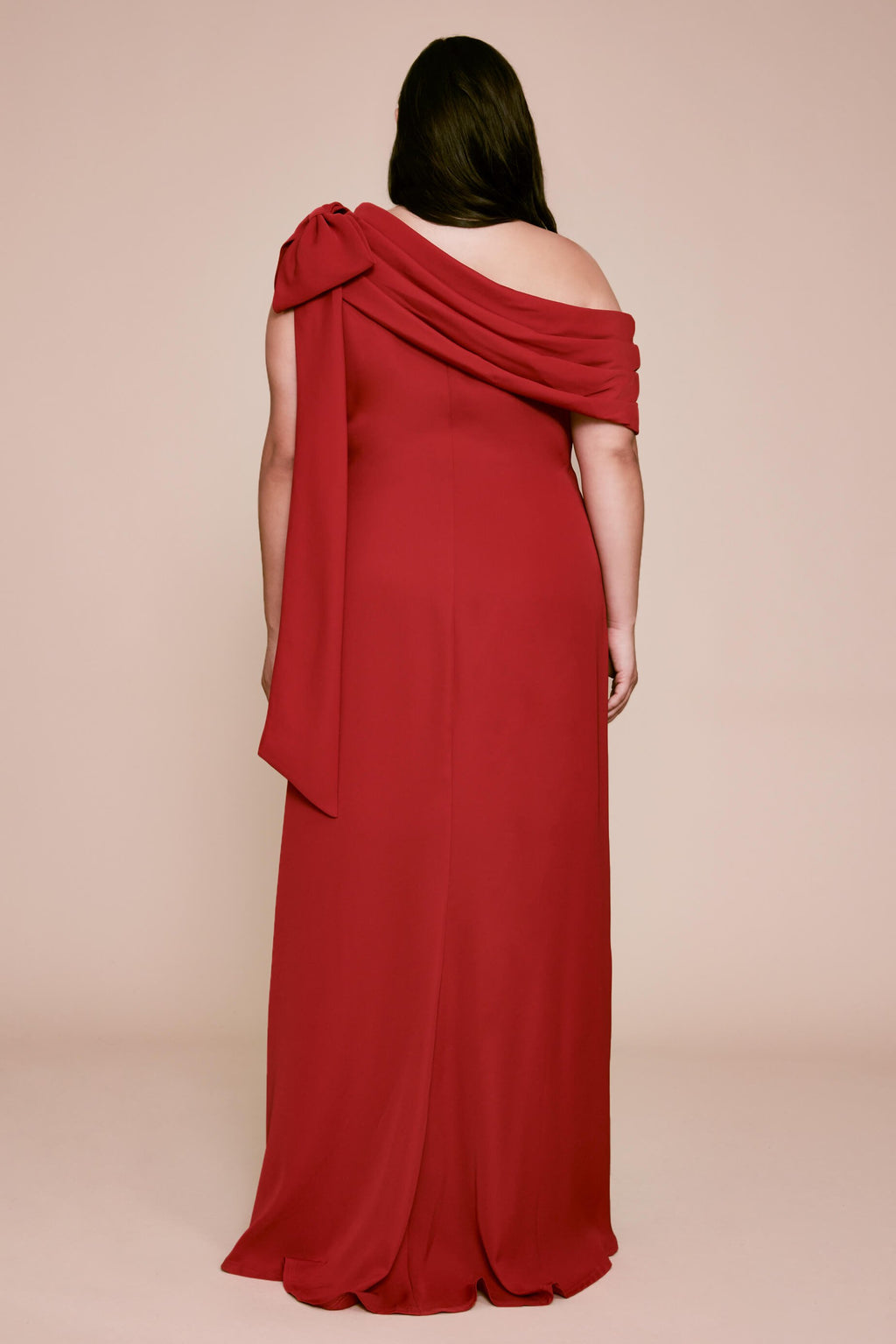 Cassia Bow-Shoulder Crepe Gown - PLUS SIZE