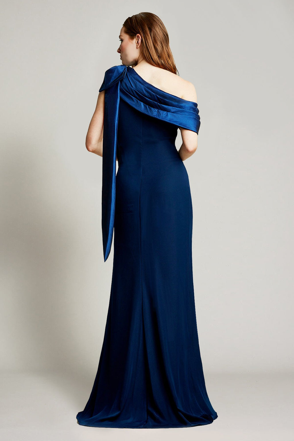 Emir Bow-Shoulder Crepe Gown