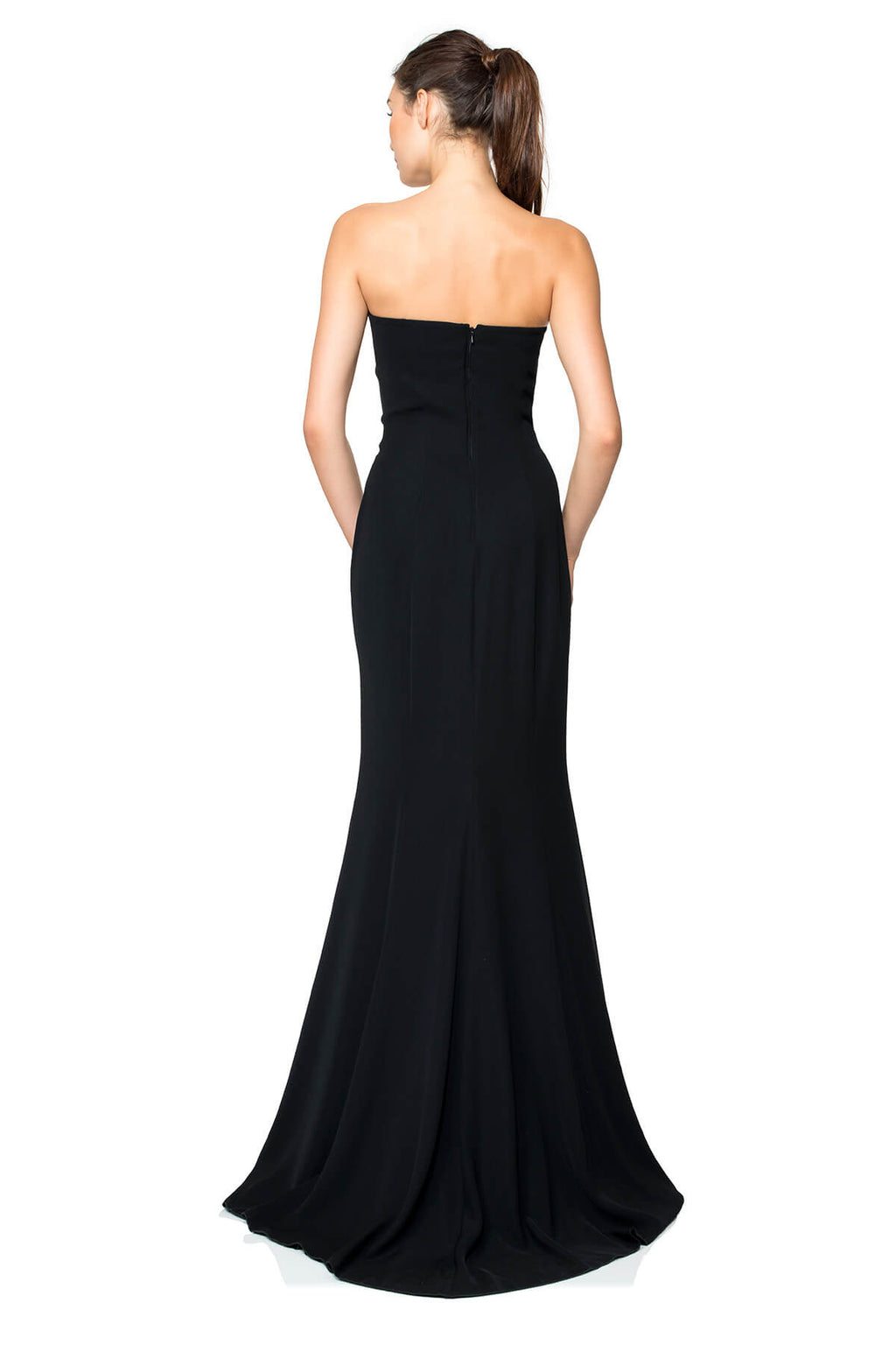 Metallic Paillette Embellished Crepe Jacket and Strapless Gown