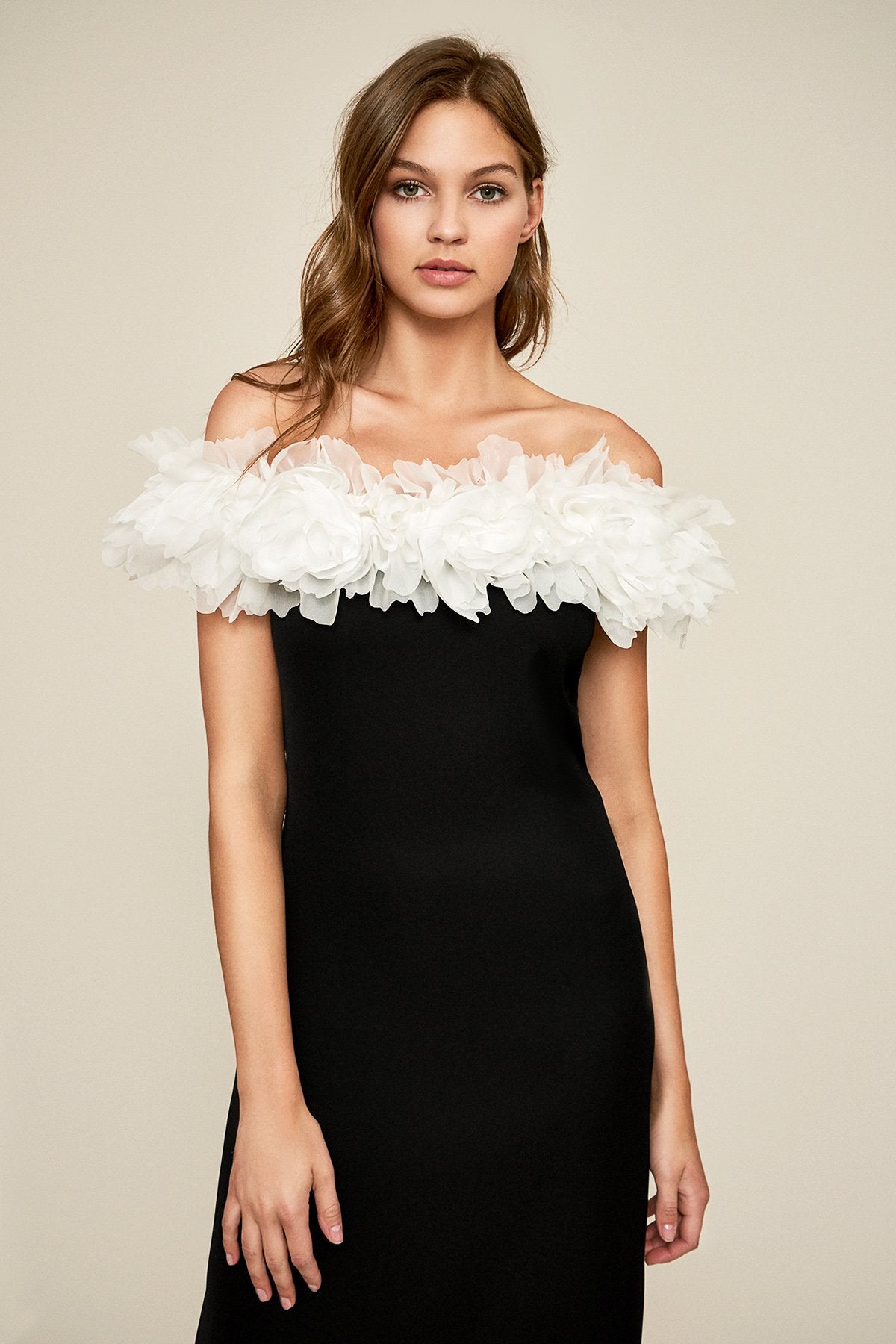 Azriel Ruffled Crepe Gown