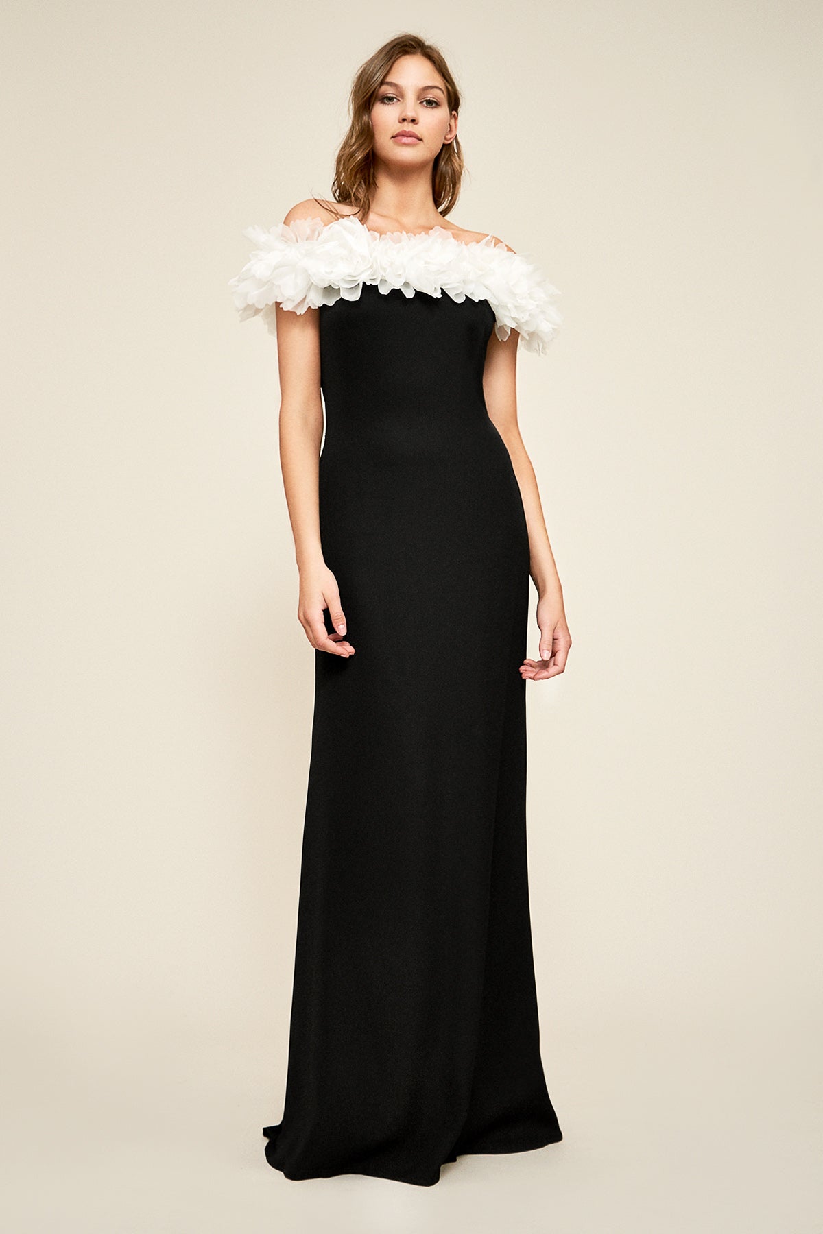 Azriel Ruffled Crepe Gown
