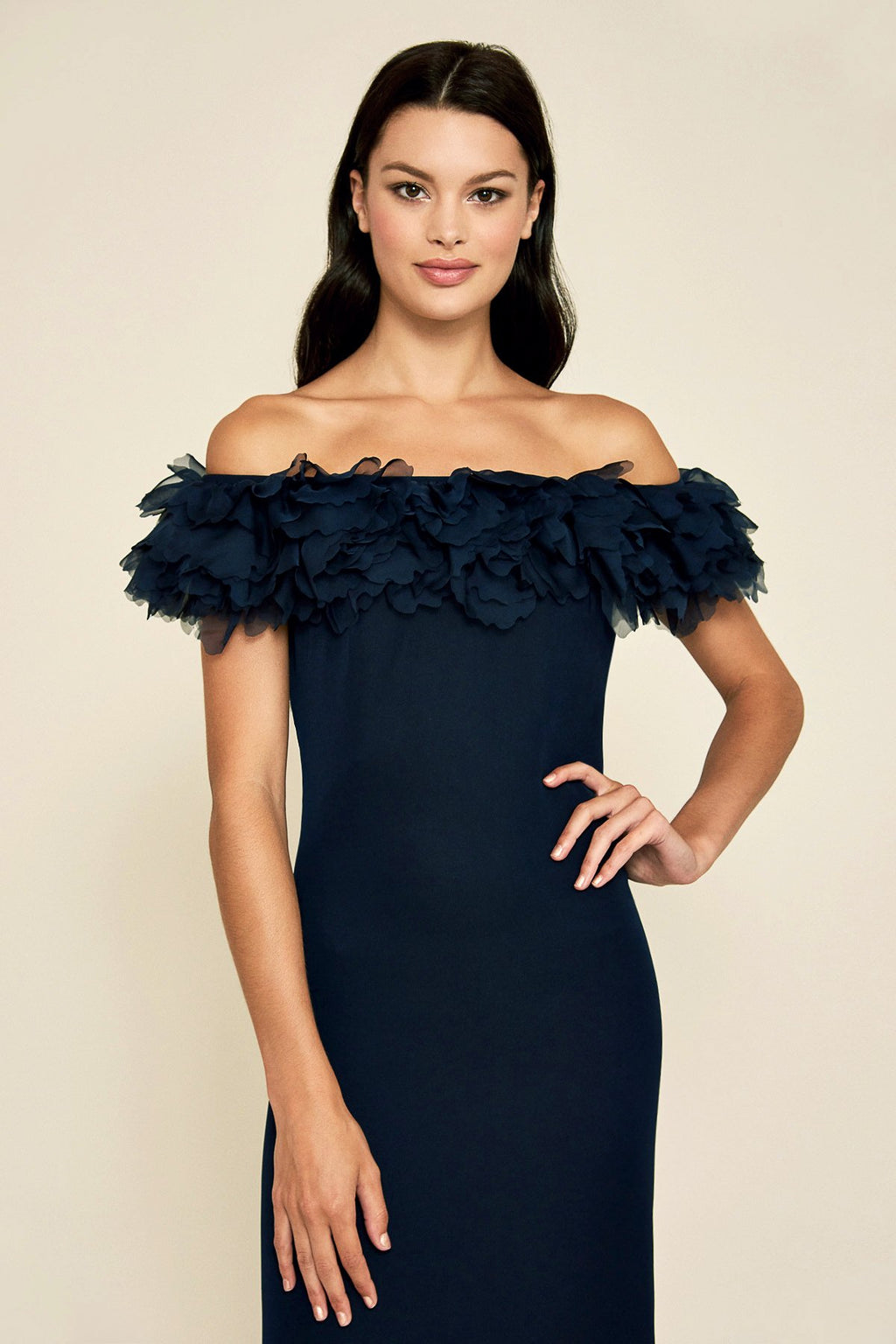 Azriel Ruffled Crepe Gown