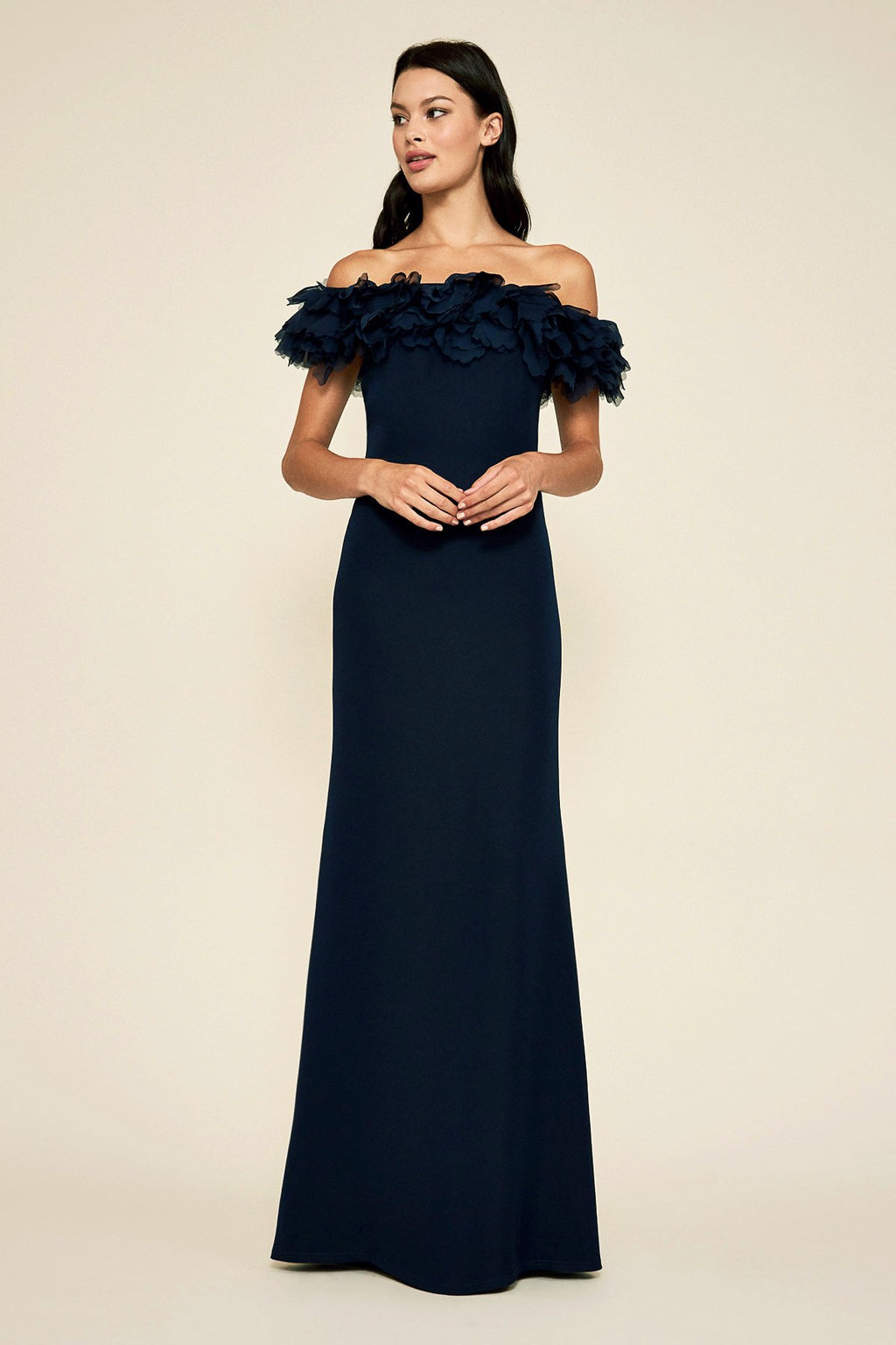 Azriel Ruffled Crepe Gown