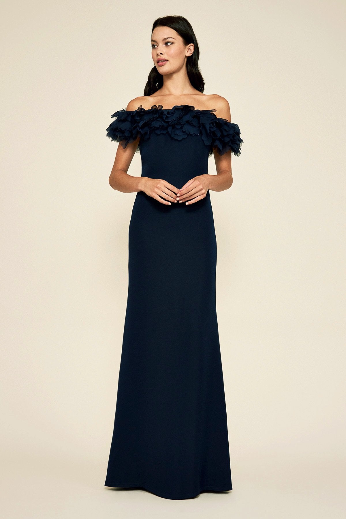 Azriel Ruffled Crepe Gown