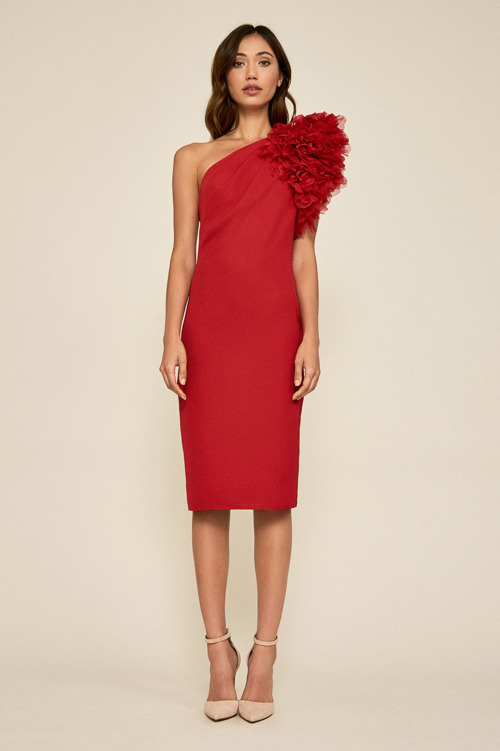 Lachlan One-Shoulder Crepe Dress