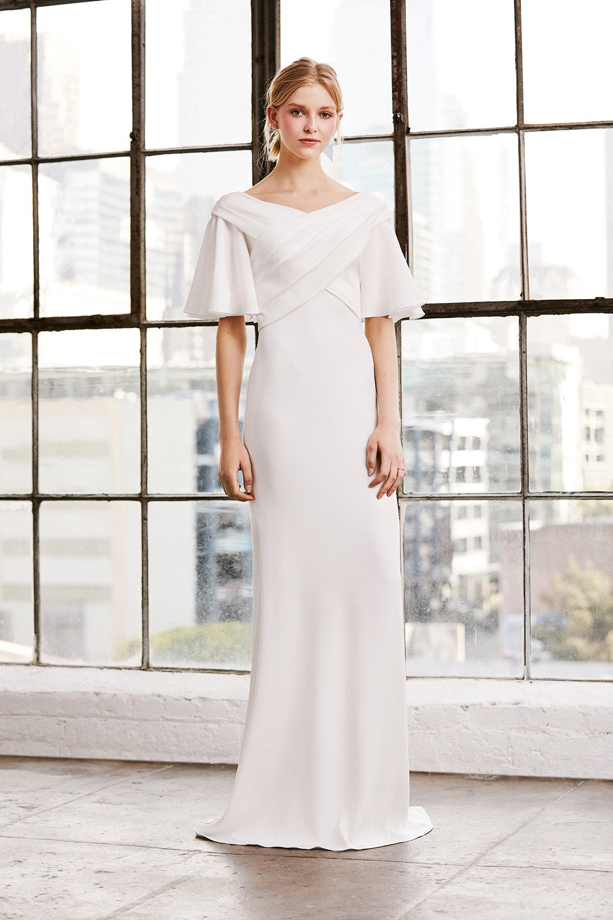 Tadashi Shoji - Hayworth Cross-Front Crepe Gown