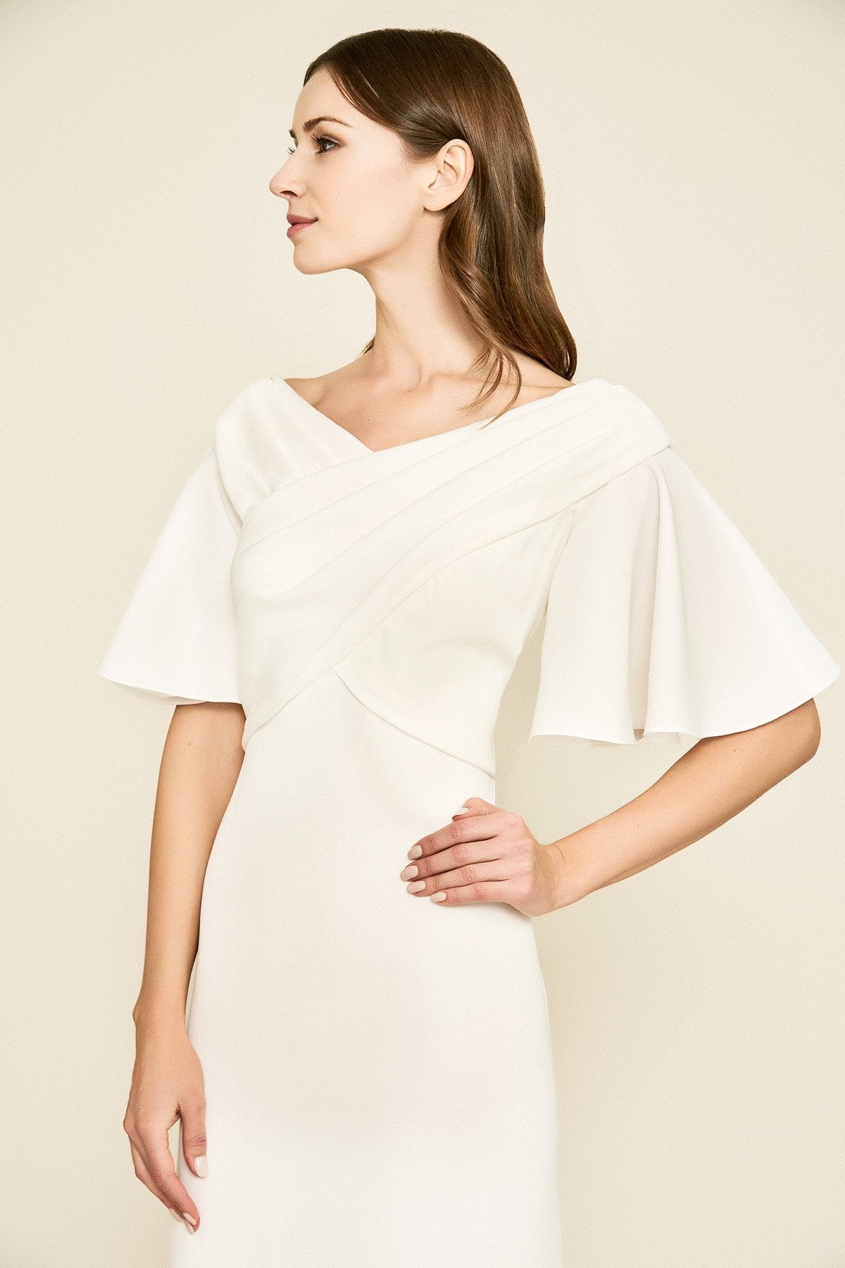 Tadashi Shoji - Hayworth Cross-Front Crepe Gown