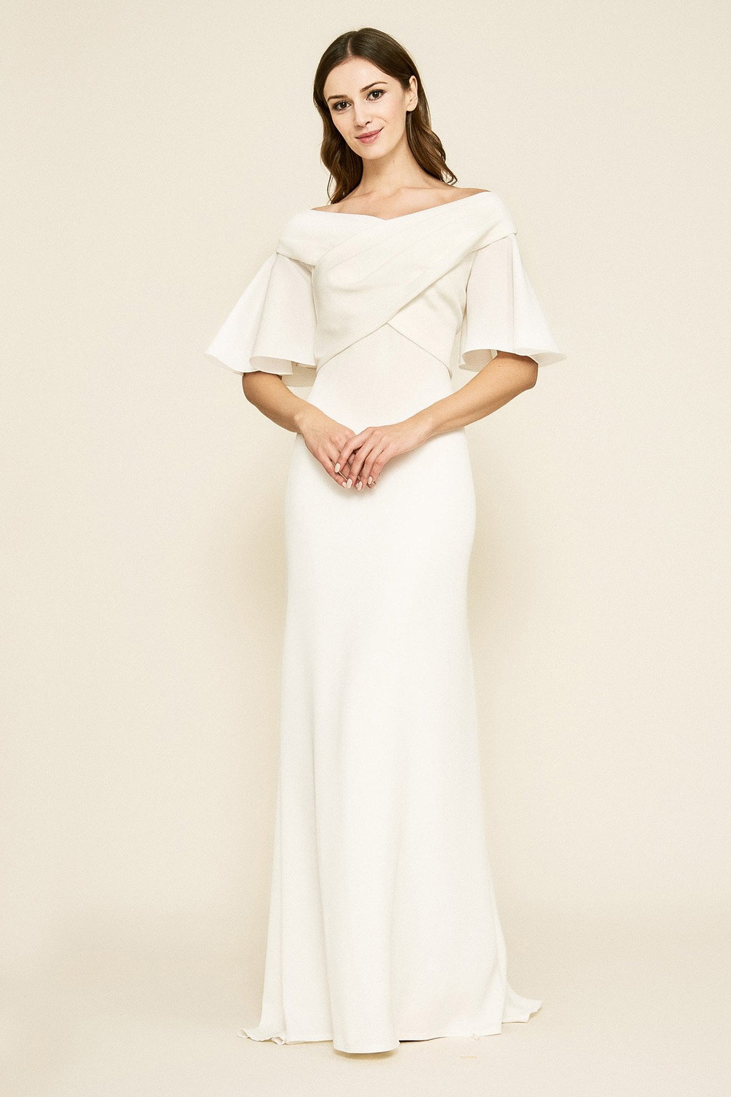 Tadashi Shoji - Hayworth Cross-Front Crepe Gown