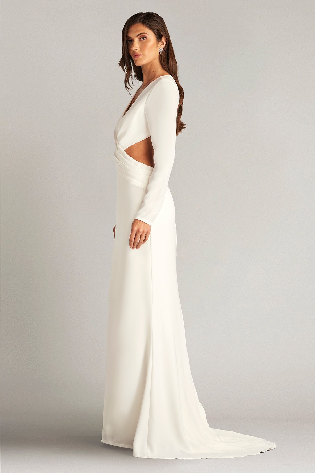 knee length dresses for ladies Long Sleeves Wedding Dress,Cutout Back Bridal Dress,WD00434, US20W / Ivory main image 0