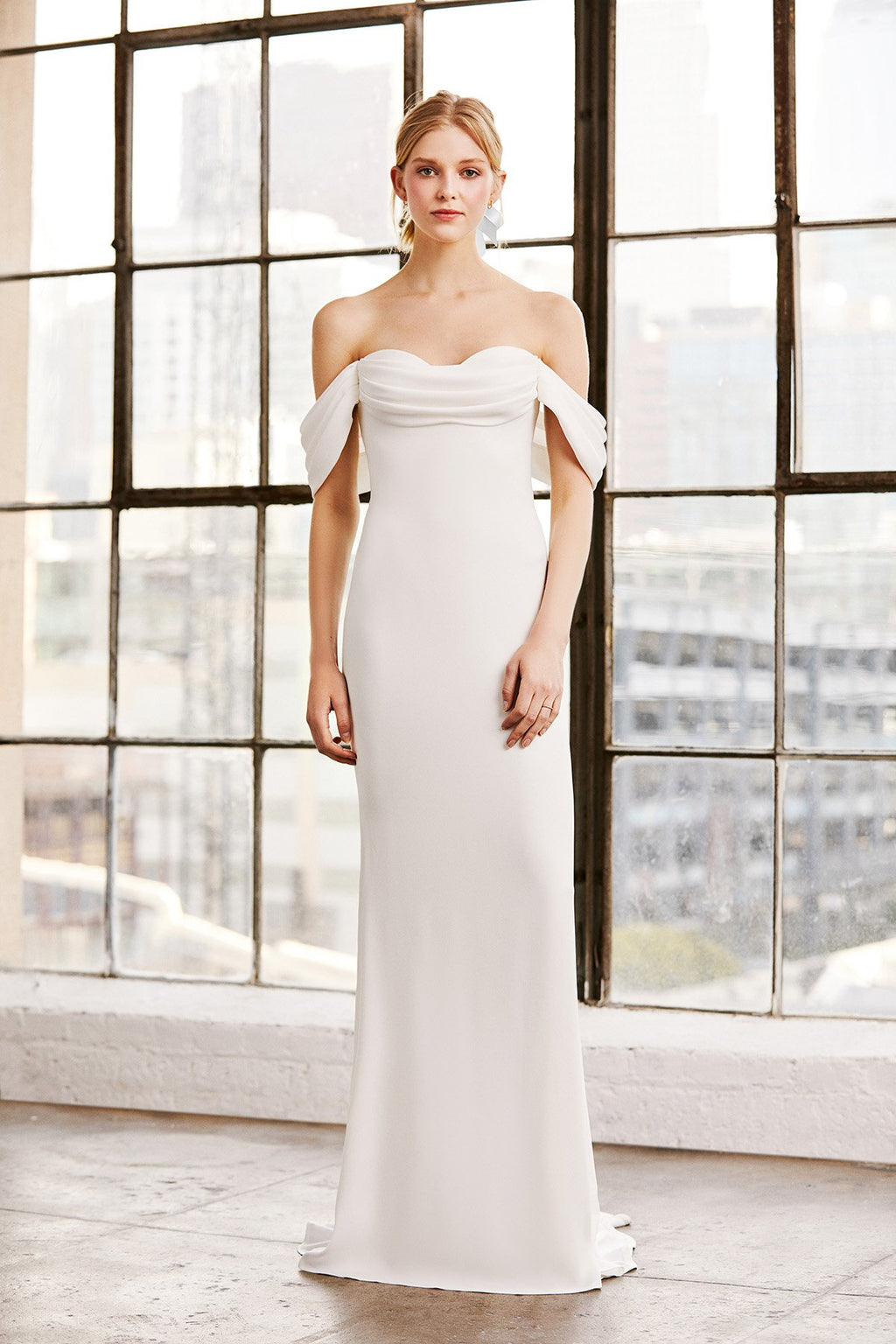 Tadashi Shoji - Amishta Off-The-Shoulder Crepe Gown