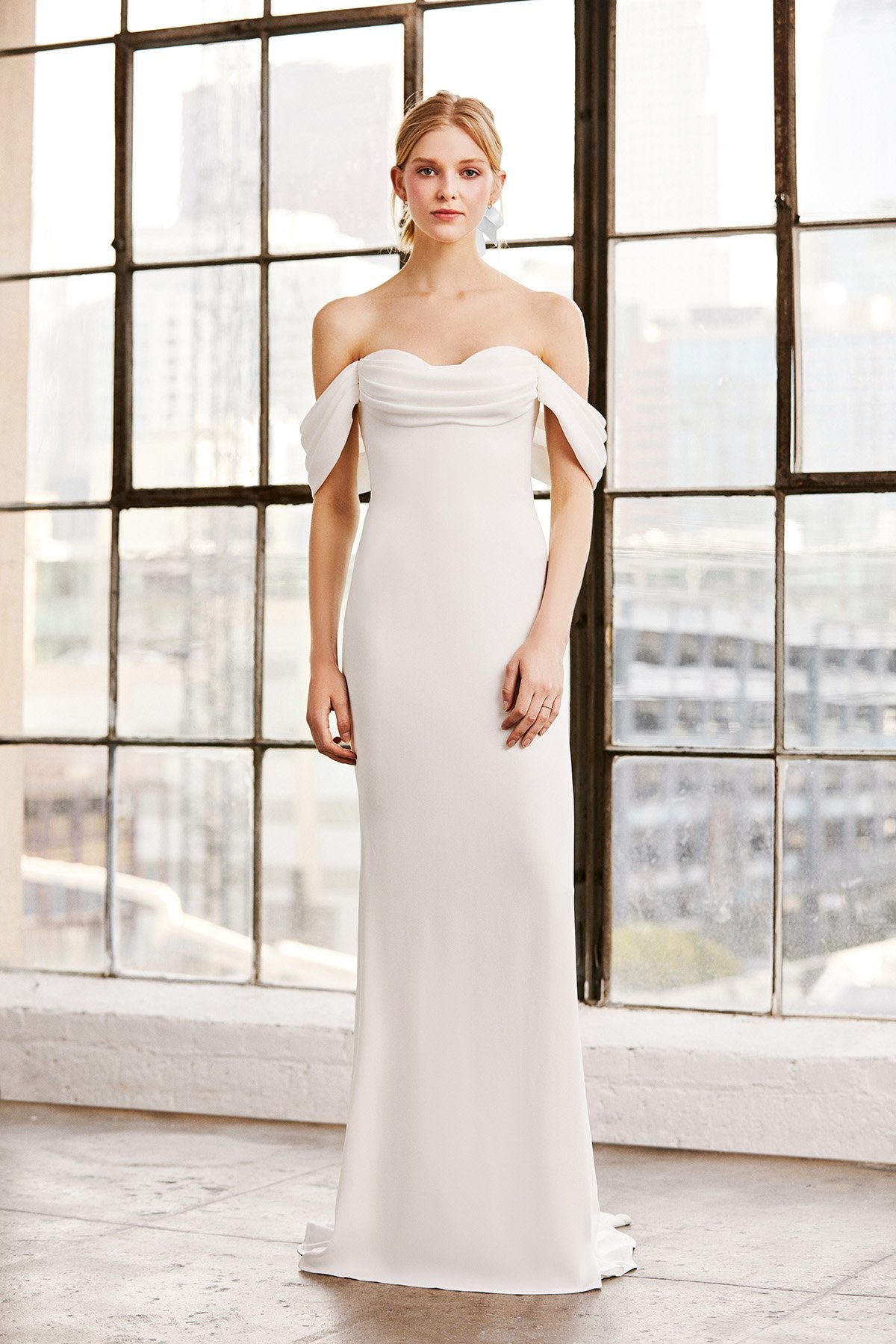 Tadashi Shoji - Amishta Off-The-Shoulder Crepe Gown