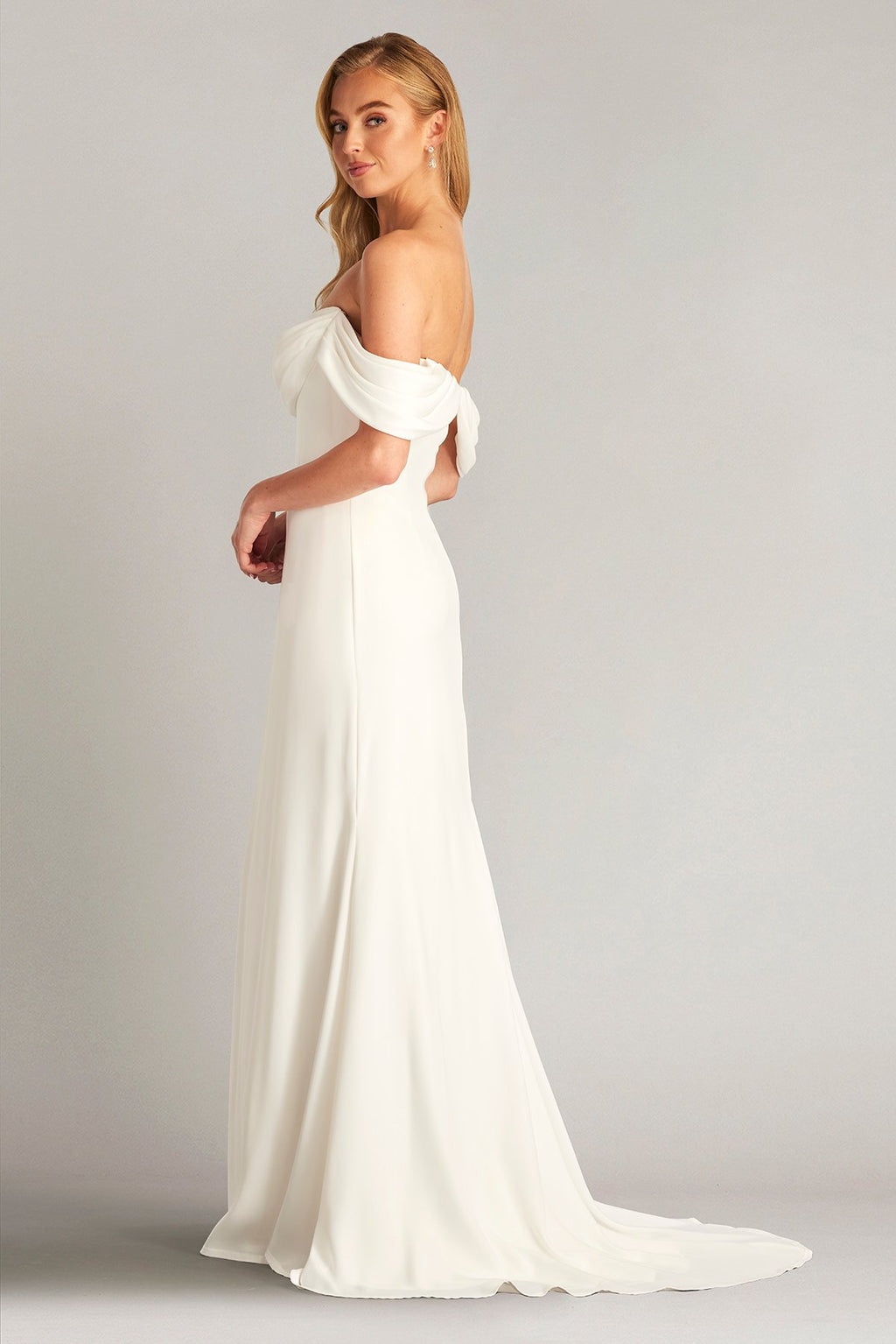 Amishta Off-The-Shoulder Crepe Gown