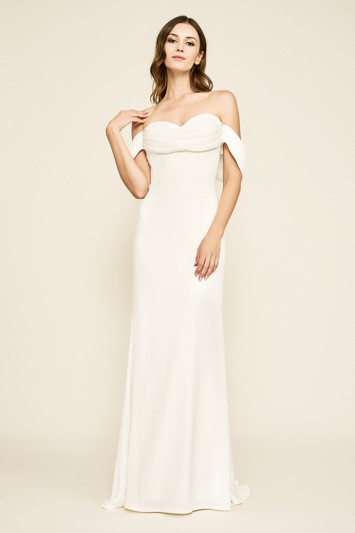 Tadashi Shoji - Amishta Off-The-Shoulder Crepe Gown