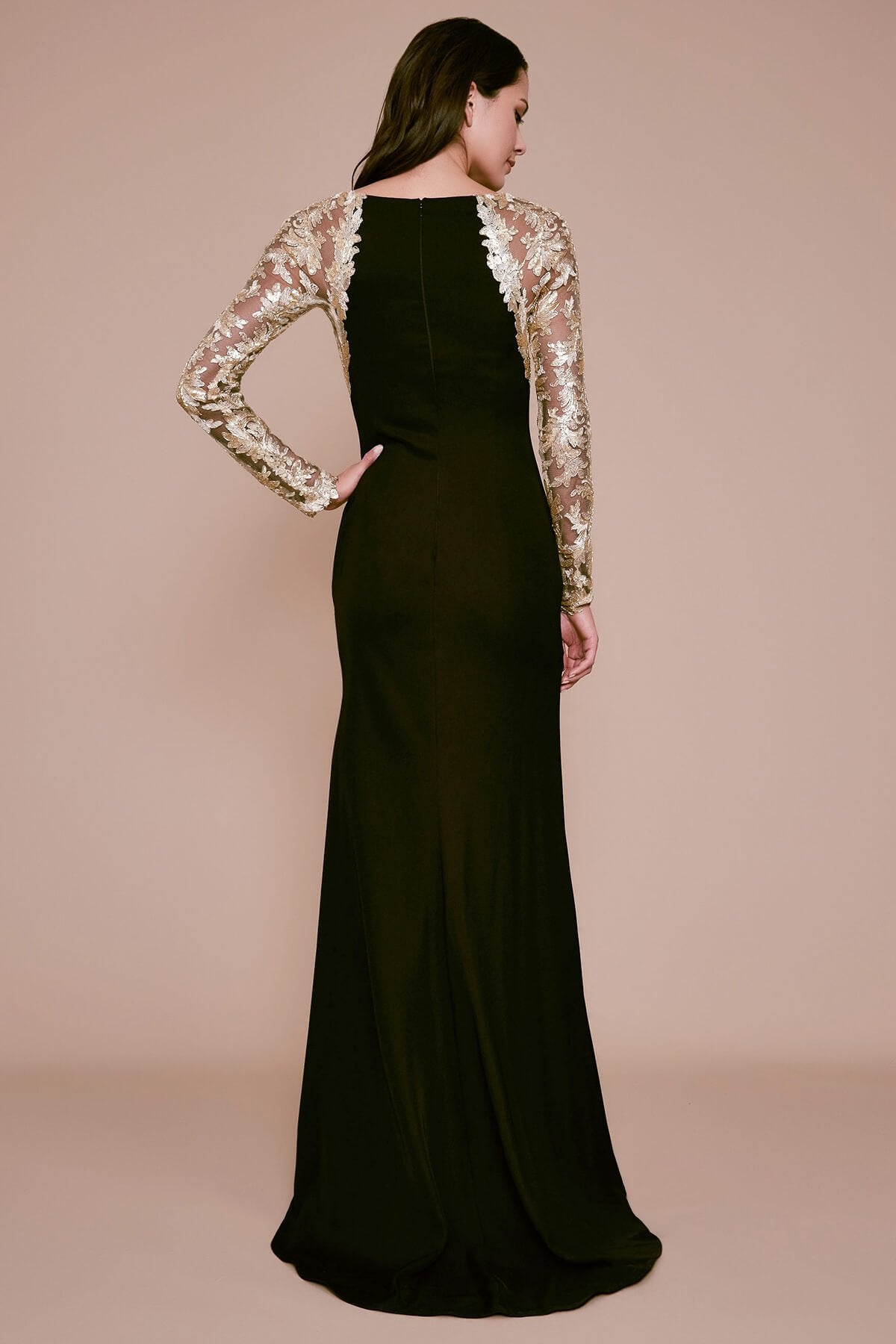 Tadashi Shoji - Noni Sequin Sleeve Crepe Gown