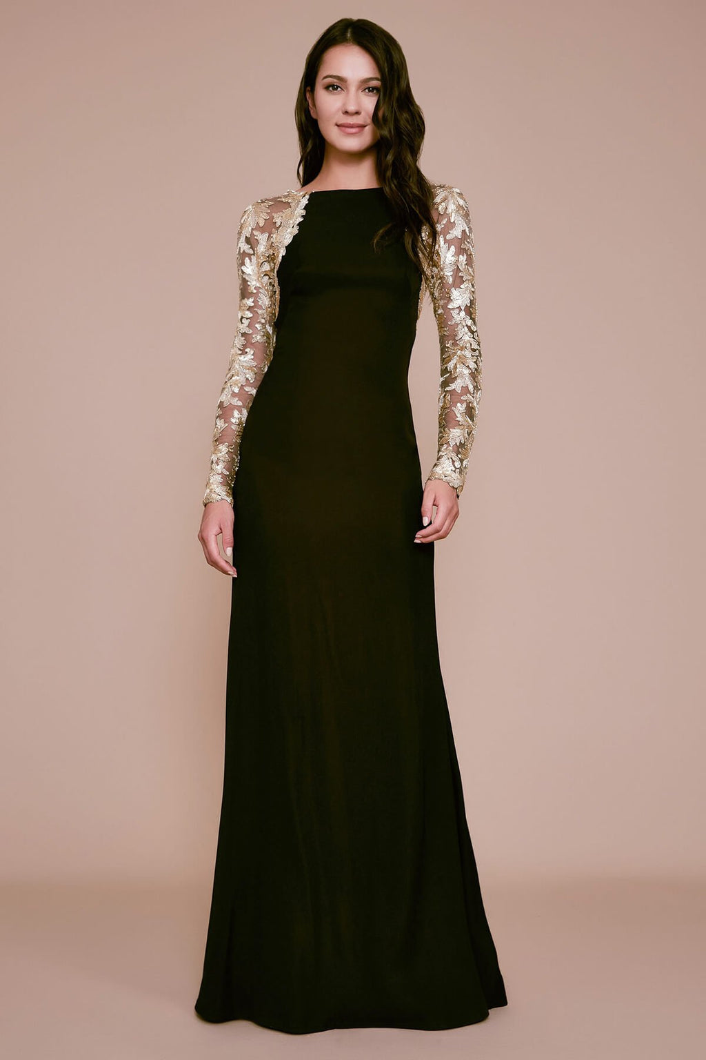 Tadashi Shoji - Noni Sequin Sleeve Crepe Gown