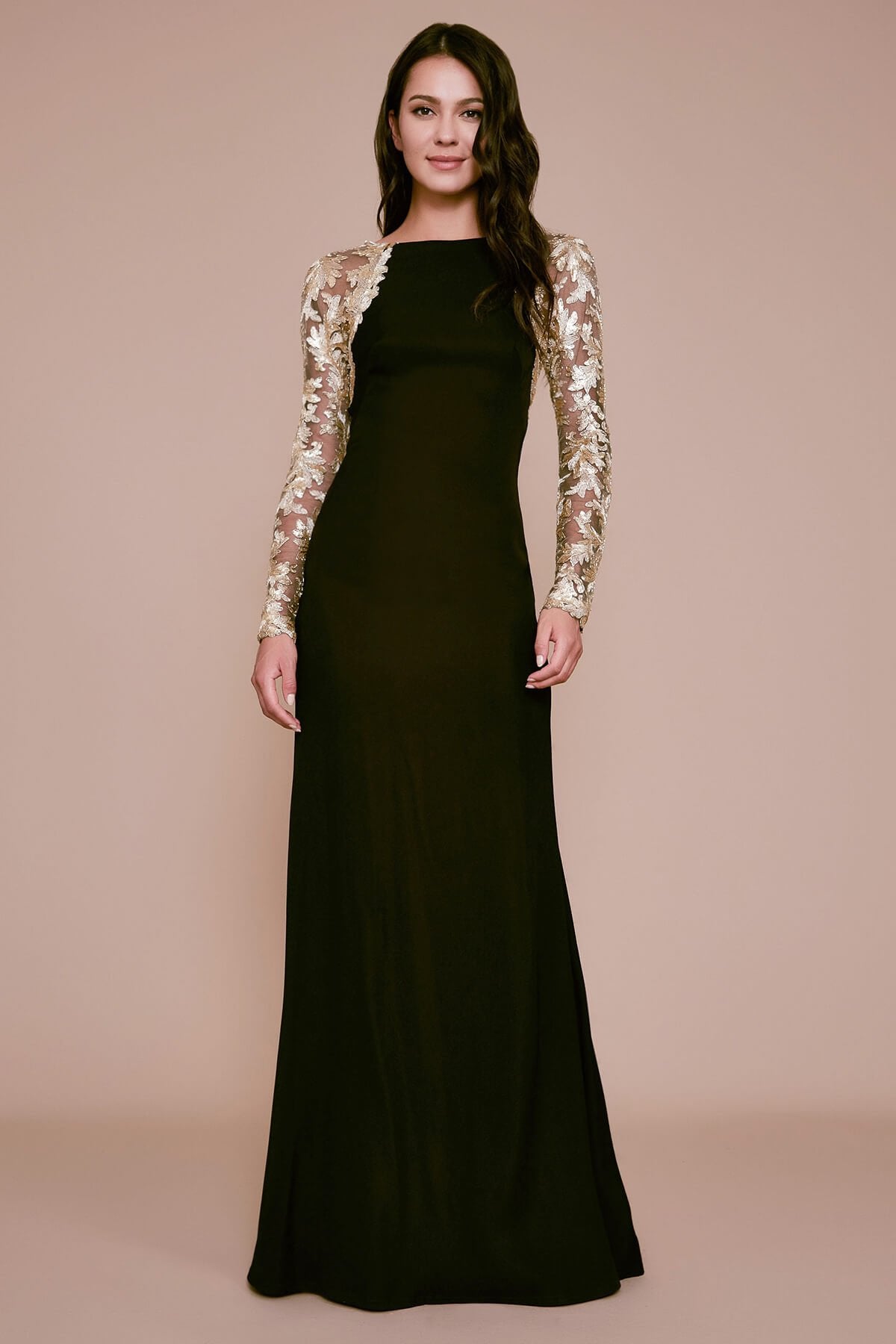 Tadashi Shoji - Noni Sequin Sleeve Crepe Gown