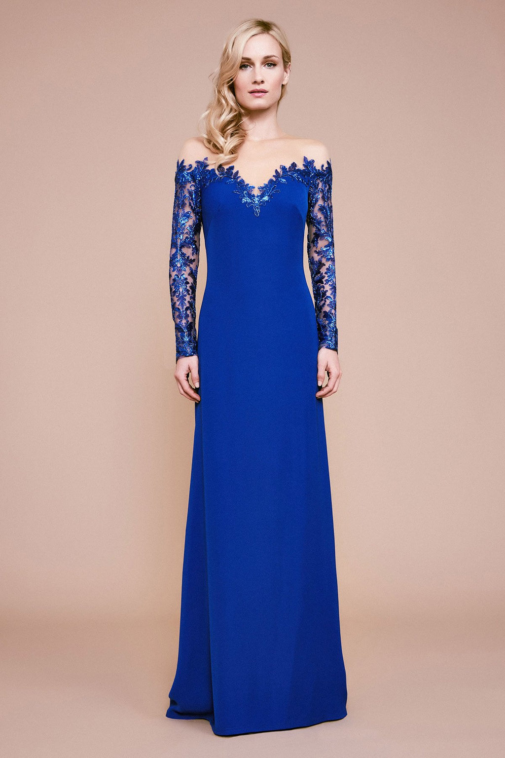 Tadashi Shoji - Delta Off-The-Shoulder Sequin Crepe Gown