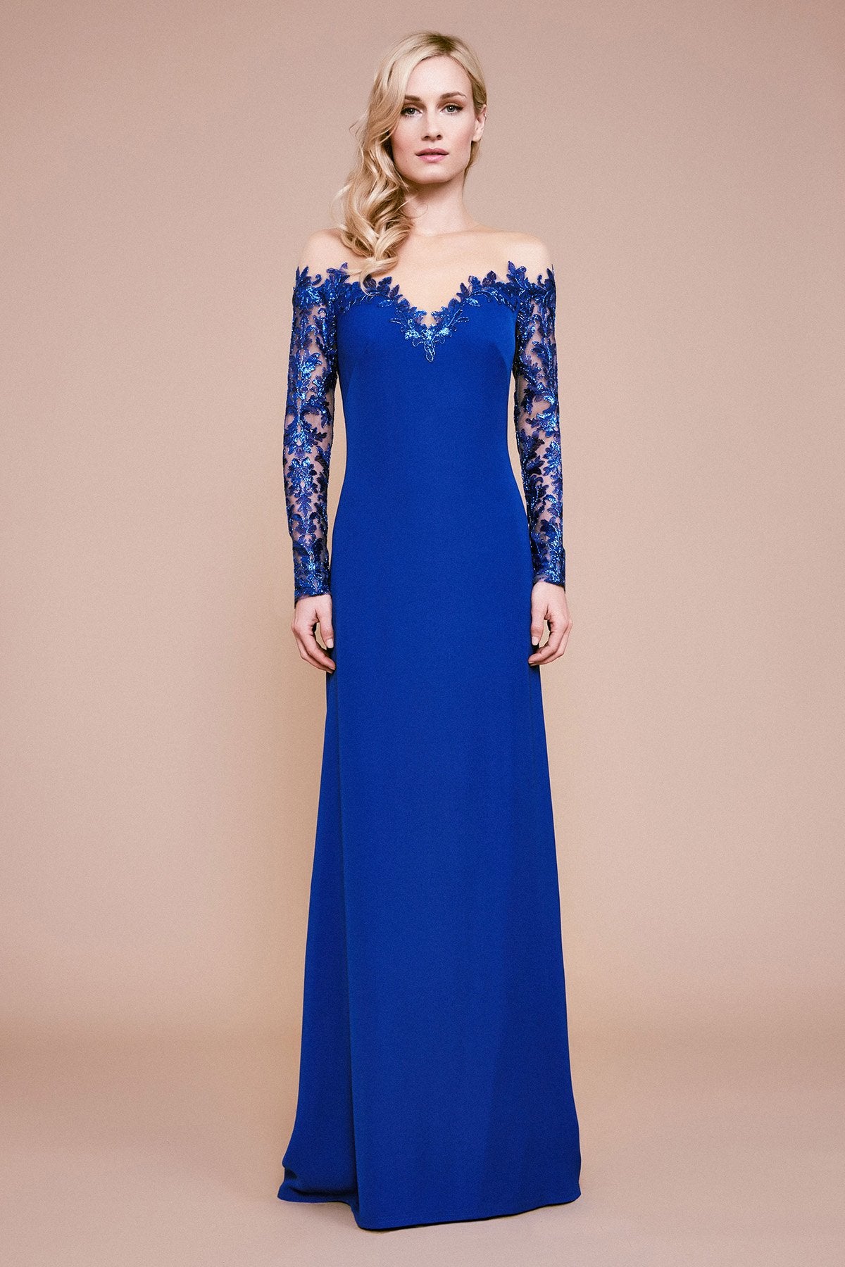 Tadashi Shoji - Delta Off-The-Shoulder Sequin Crepe Gown