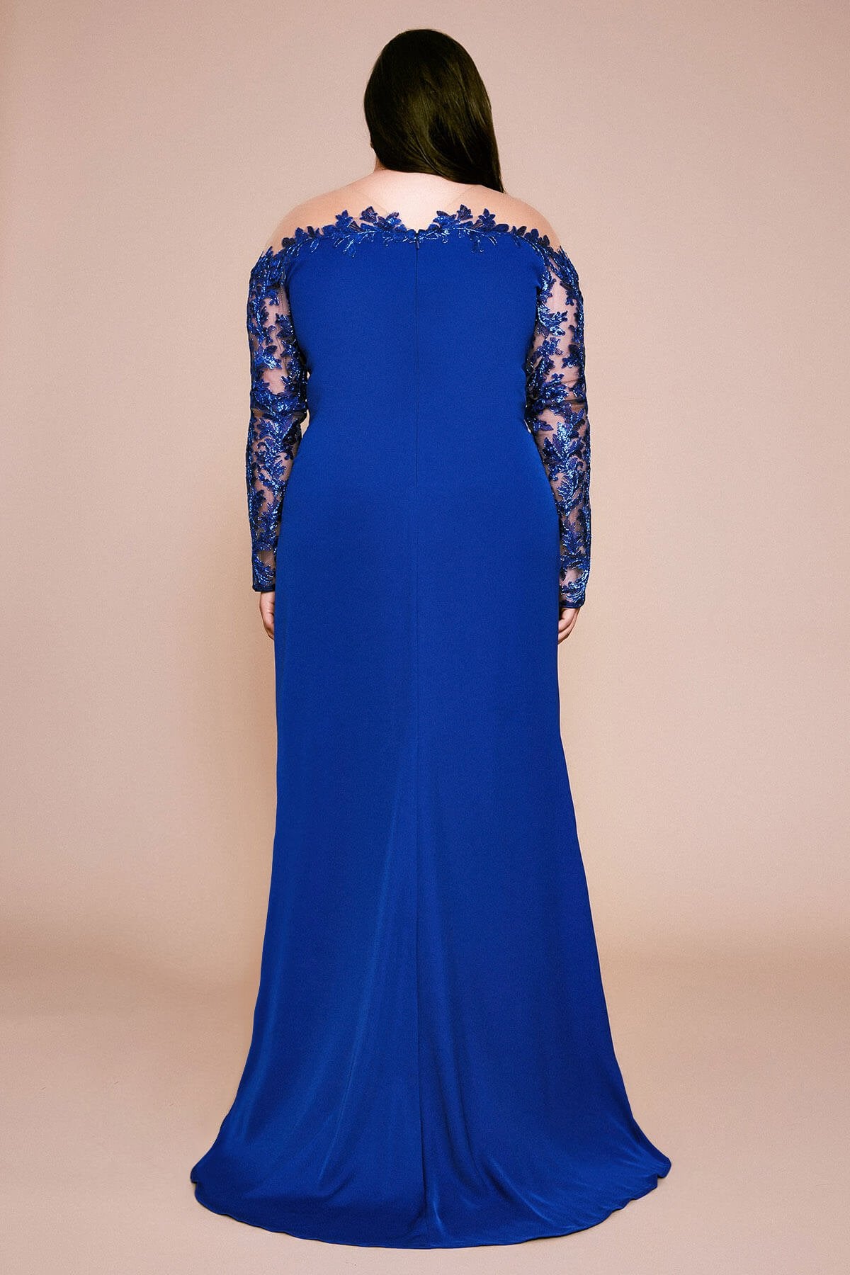 Delta Off-The-Shoulder Sequin Crepe Gown - PLUS SIZE
