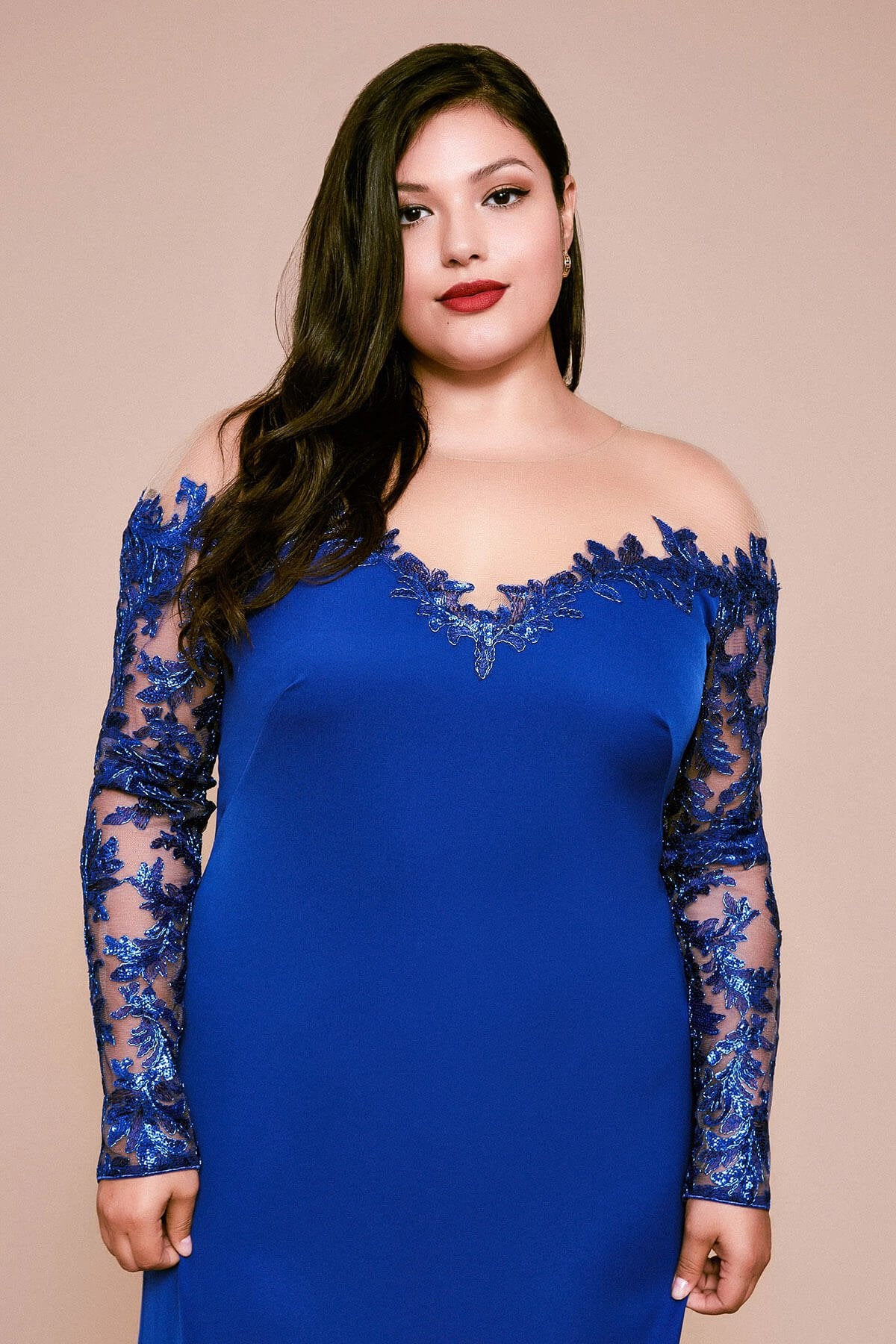Delta Off-The-Shoulder Sequin Crepe Gown - PLUS SIZE