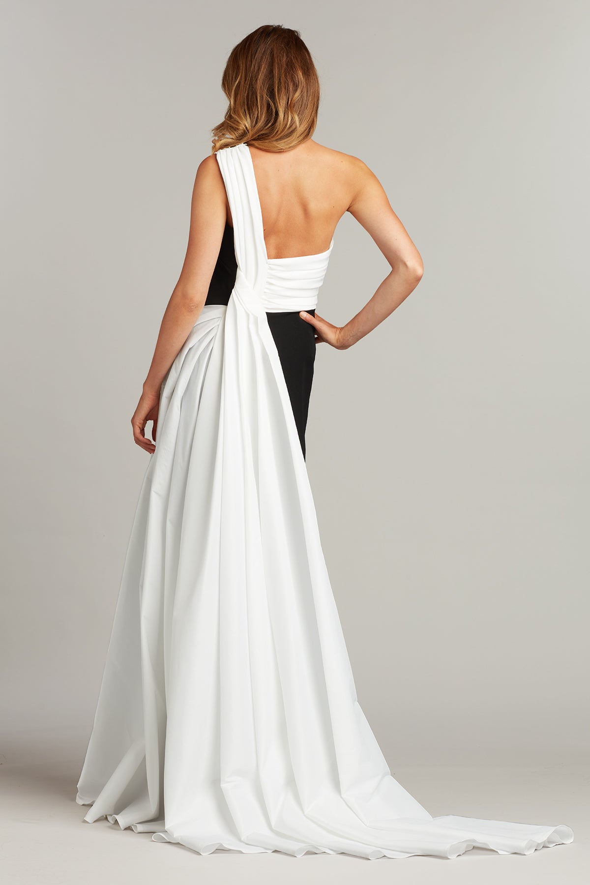 Arda One-Shoulder Crepe & Taffeta Gown