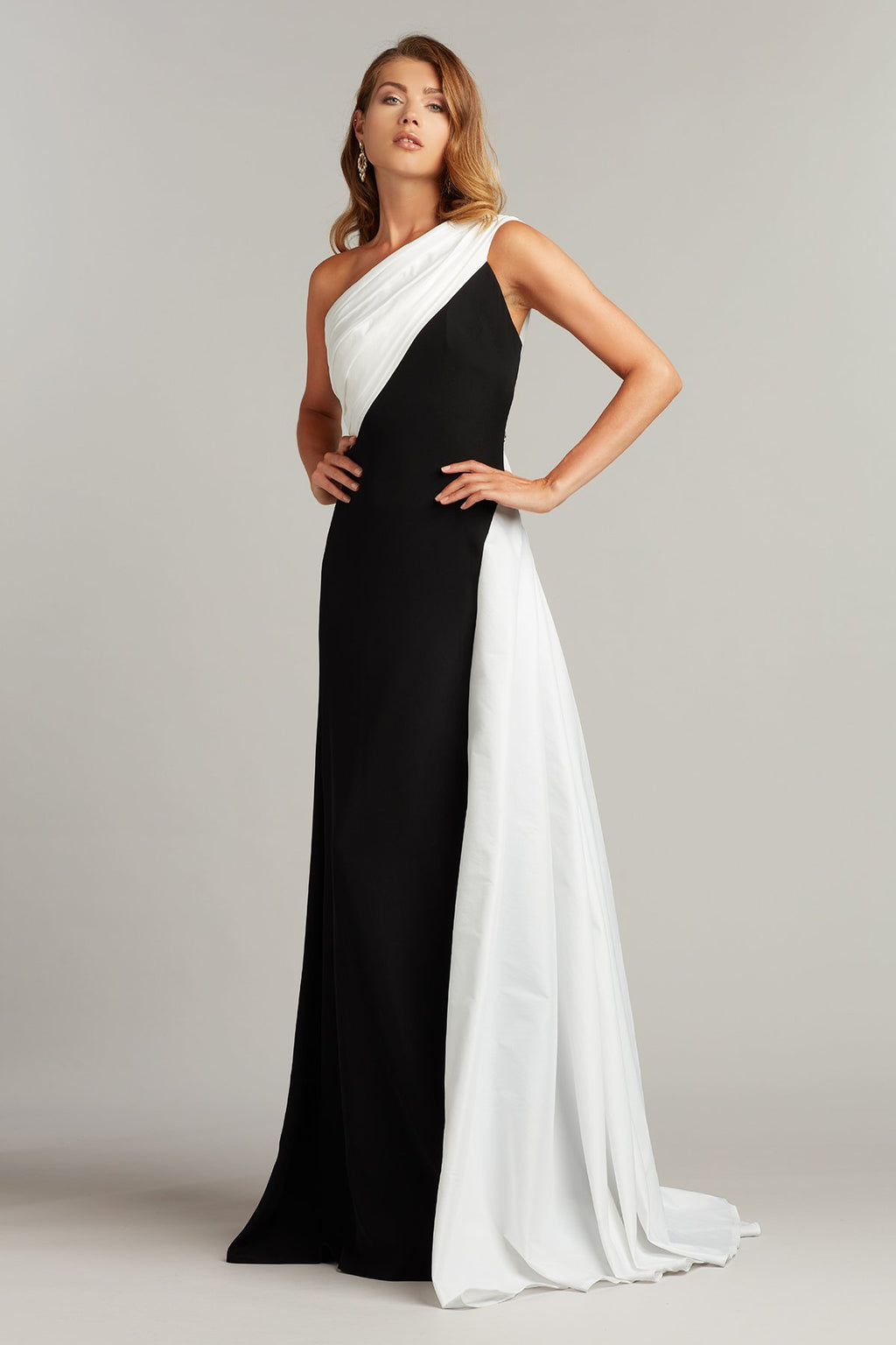 Arda One-Shoulder Crepe & Taffeta Gown