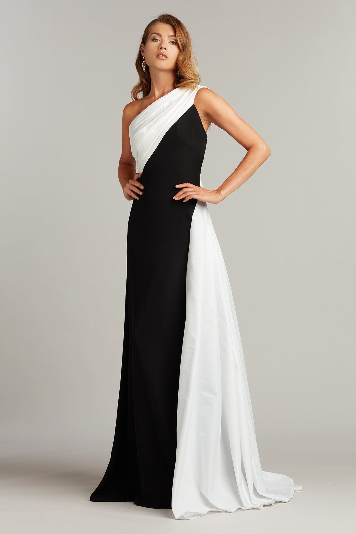 Arda One-Shoulder Crepe & Taffeta Gown