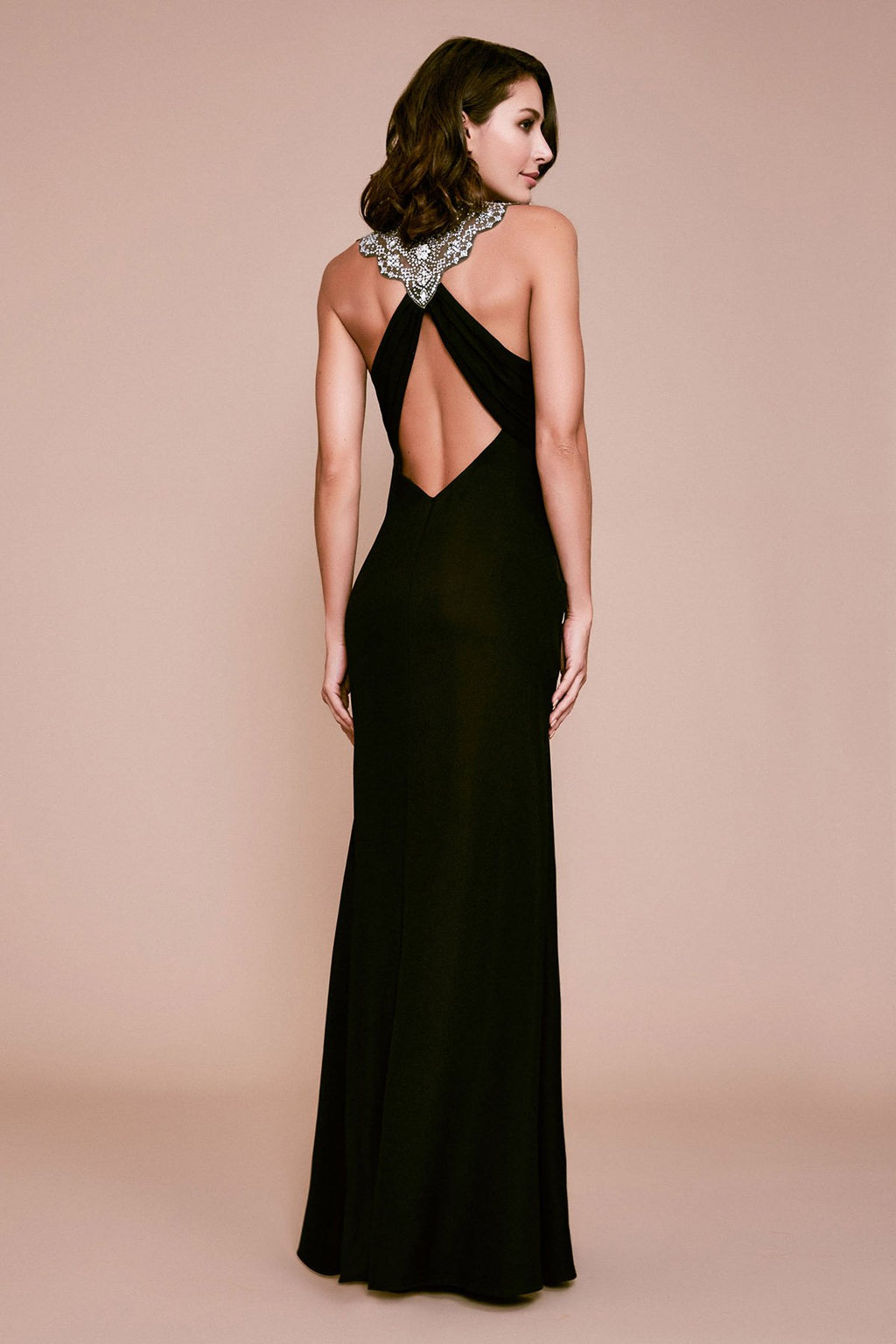 Tadashi Shoji - Zircon Beaded Crepe Gown