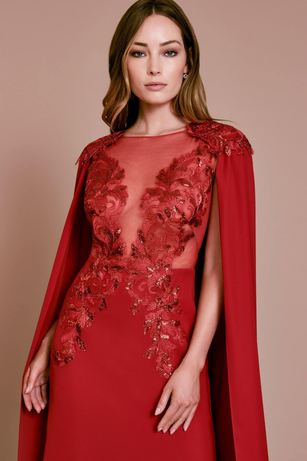 Shyam Crepe Cape Gown