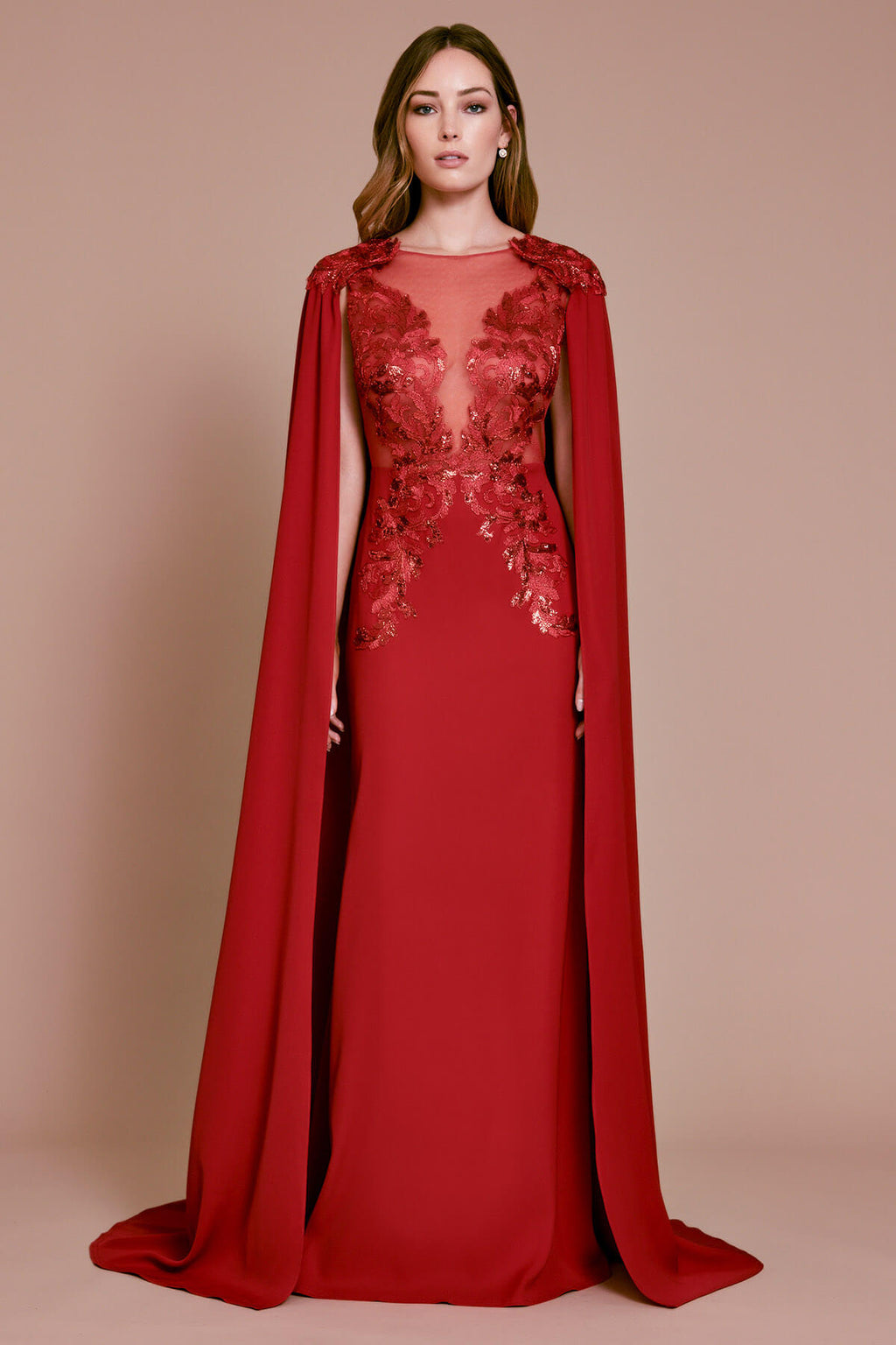 Shyam Crepe Cape Gown