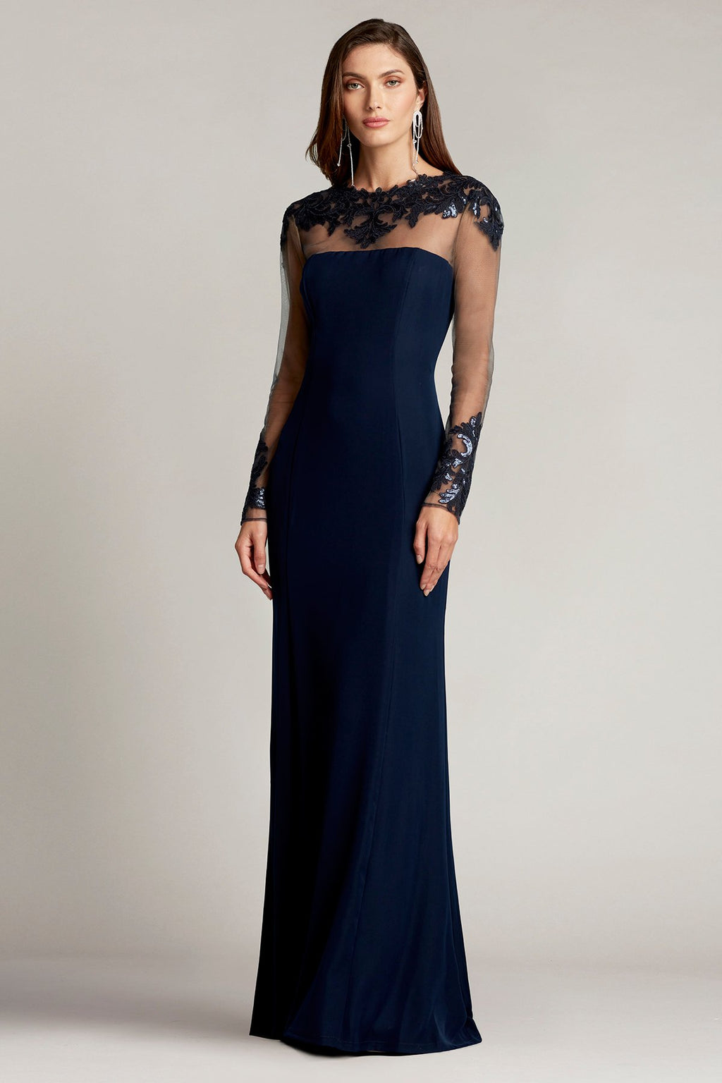 Nevelson Long Sleeve Illusion Gown