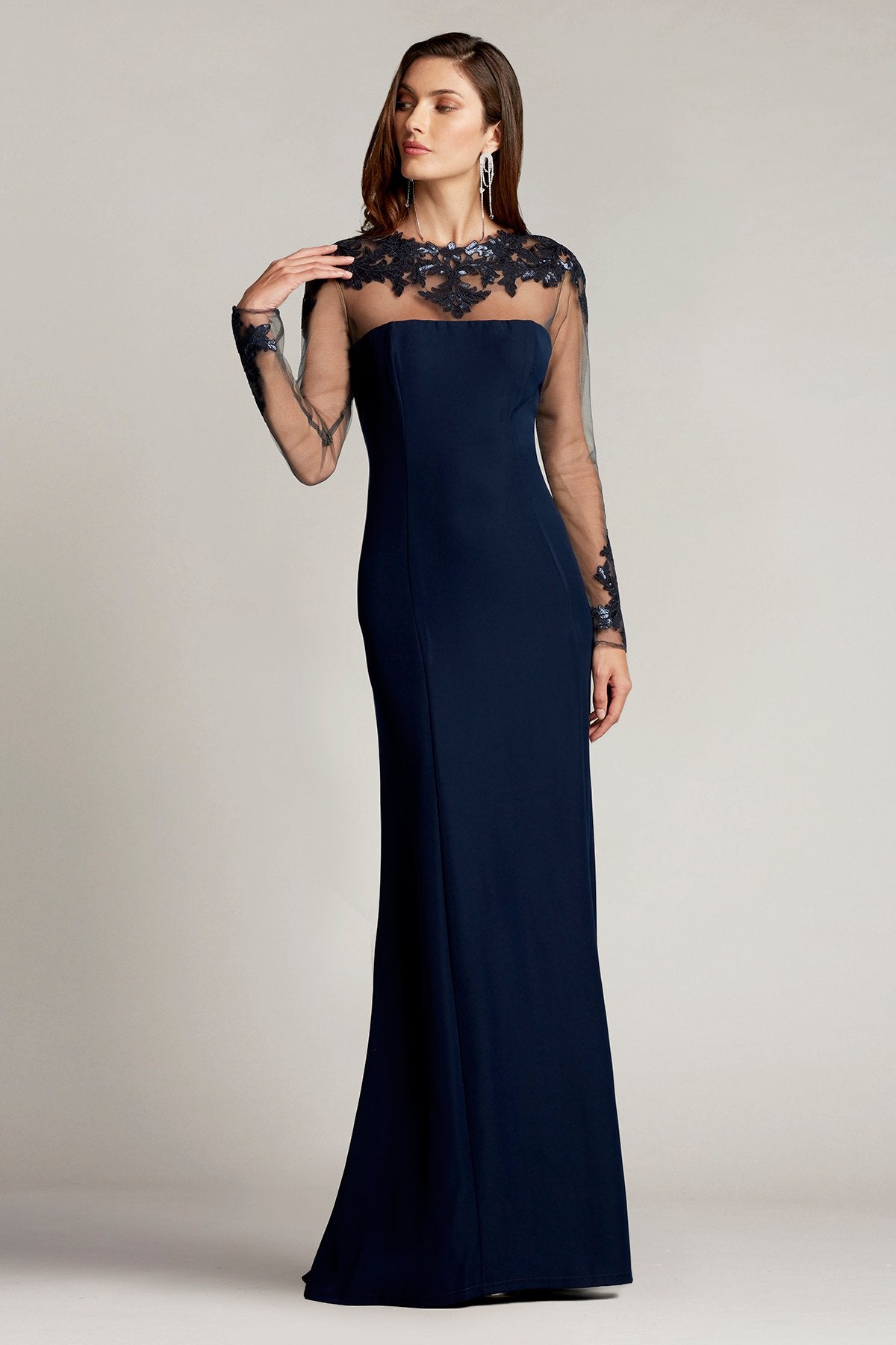 Nevelson Long Sleeve Illusion Gown