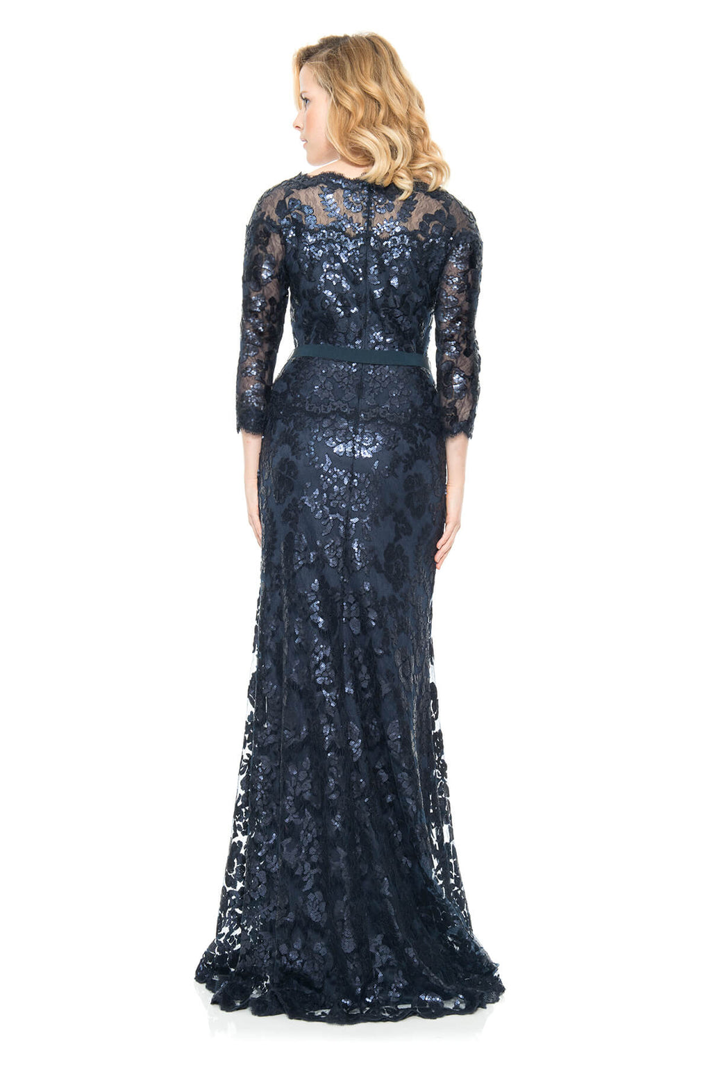 Tadashi Shoji - Paillette Embroidered Lace 3/4 Sleeve Gown