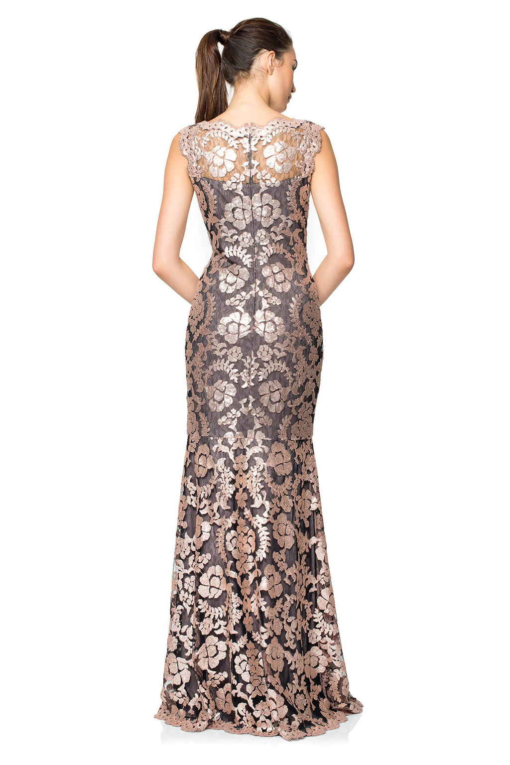 Paillette Embroidered Lace Gown