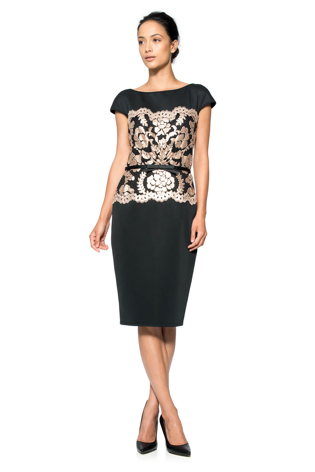 Neoprene and Paillette Lace Dress