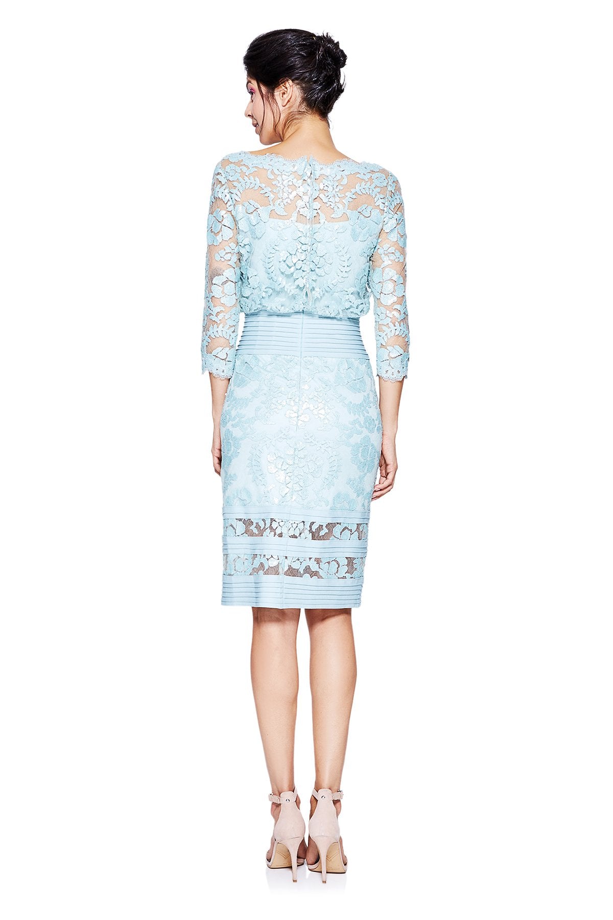 Tadashi Shoji - Blouson Waist Paillette Embroidered Lace Dress